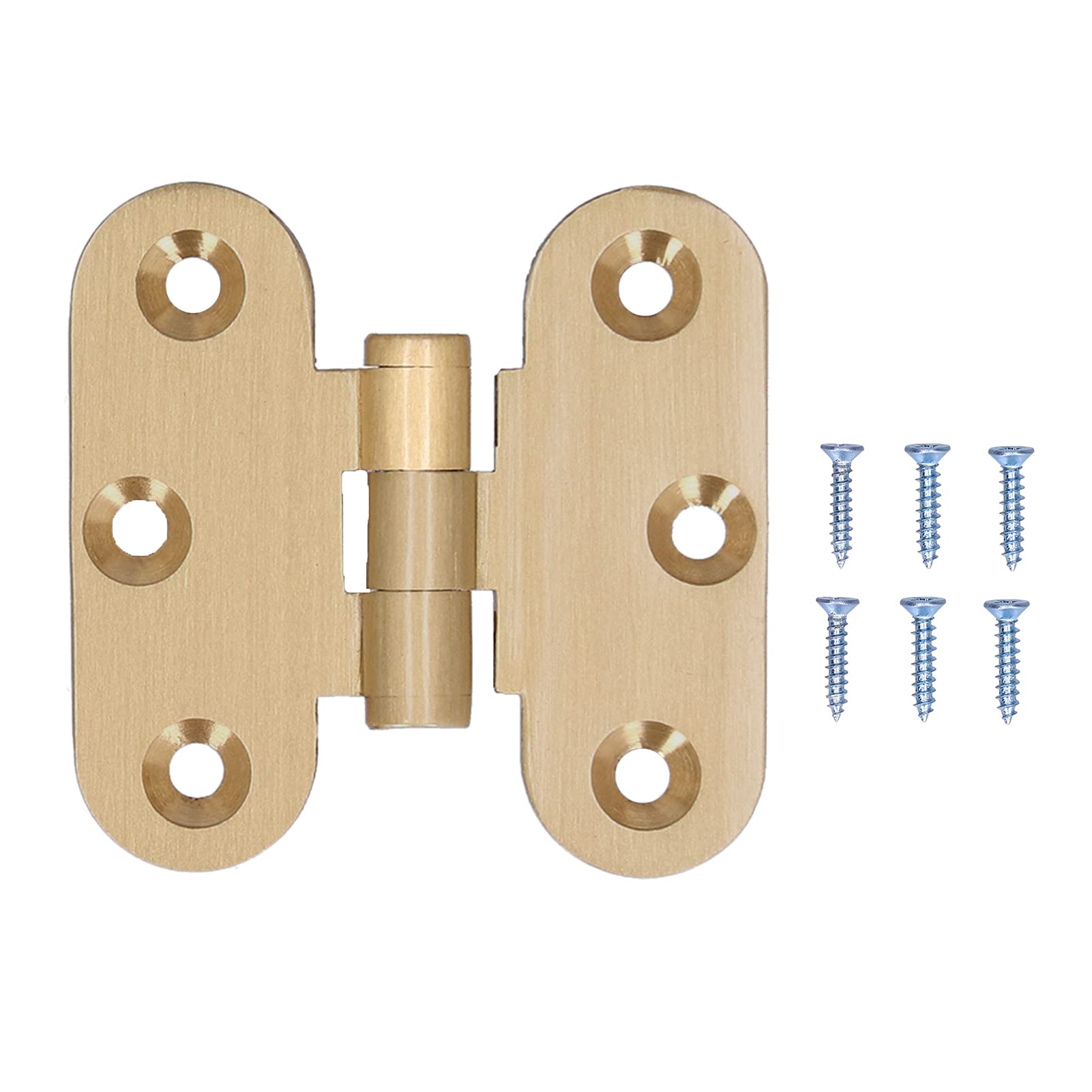 Vintage Brass Hinges 6 Mounting Holes - Heavy Duty Folding Butt Hinges for Cabinet Doors, Drawers & Wooden Boxes - Furniture Repair Hardware (Large Size) - Perfect for Home Improvement & DIY Projects