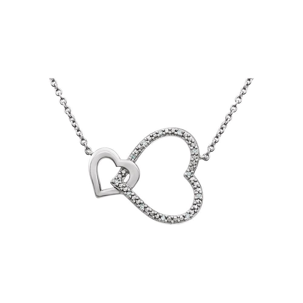 925 Sterling Silver Diamond Heart Necklace for Women - 0.03 DWT Genuine Diamond Pendant, Romantic Gift for Her, Perfect for Anniversaries, Valentine's Day & Special Occasions