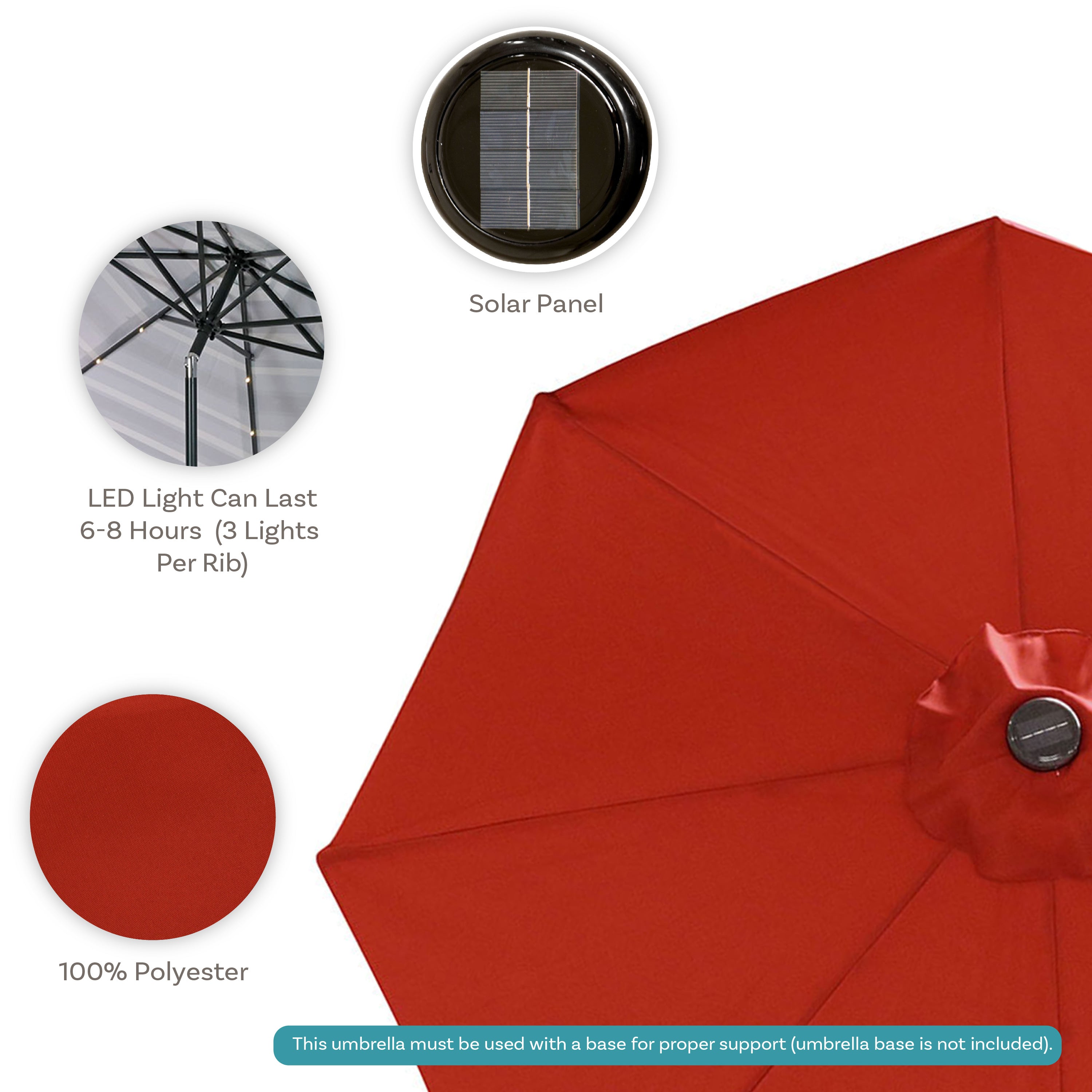 Sunnydaze 9-Foot Solar LED Outdoor Patio Umbrella with Tilt & Crank - Perfect for Poolside, Backyard, and Garden Relaxation