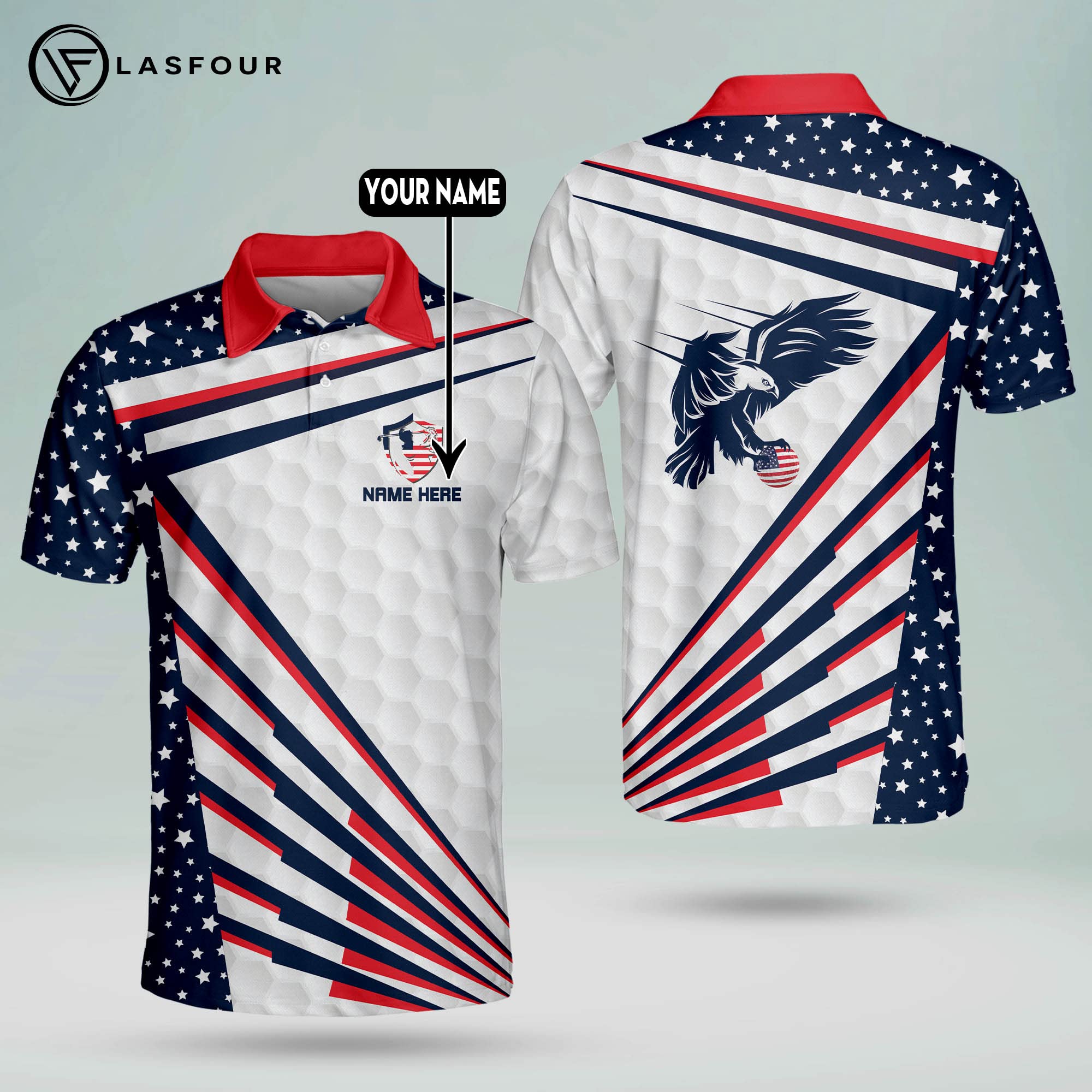 LASFOUR Personalized Funny Golf Shirts for Men - Custom Retired Golf Shirts Short Sleeve - Patriotic & Humorous Golf Apparel - Perfect for Golf Tournaments, Retirement Parties & 4th of July Celebrations