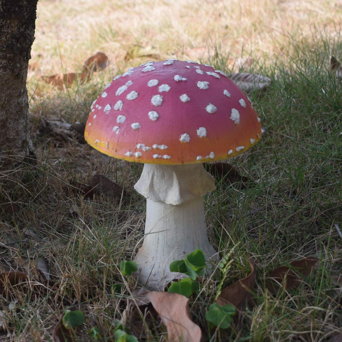 Andady 7.9 Inch Mushroom Resin Garden Statue - Waterproof Outdoor Decor for Patio, Lawn, Yard & Fairy Garden - Cute Home Garden Ornament for Spring & Summer Decorating