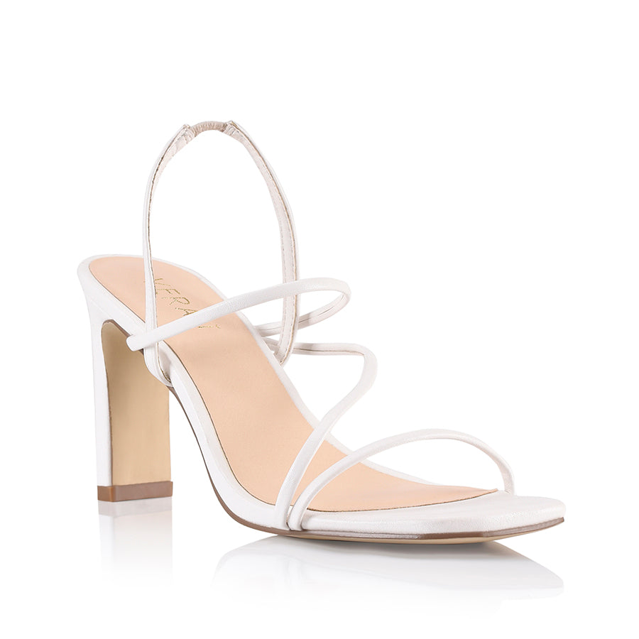 King Slim Strappy Heel Sandals - White Smooth Leather High Heels for Women | Perfect for Weddings, Parties & Evening Events