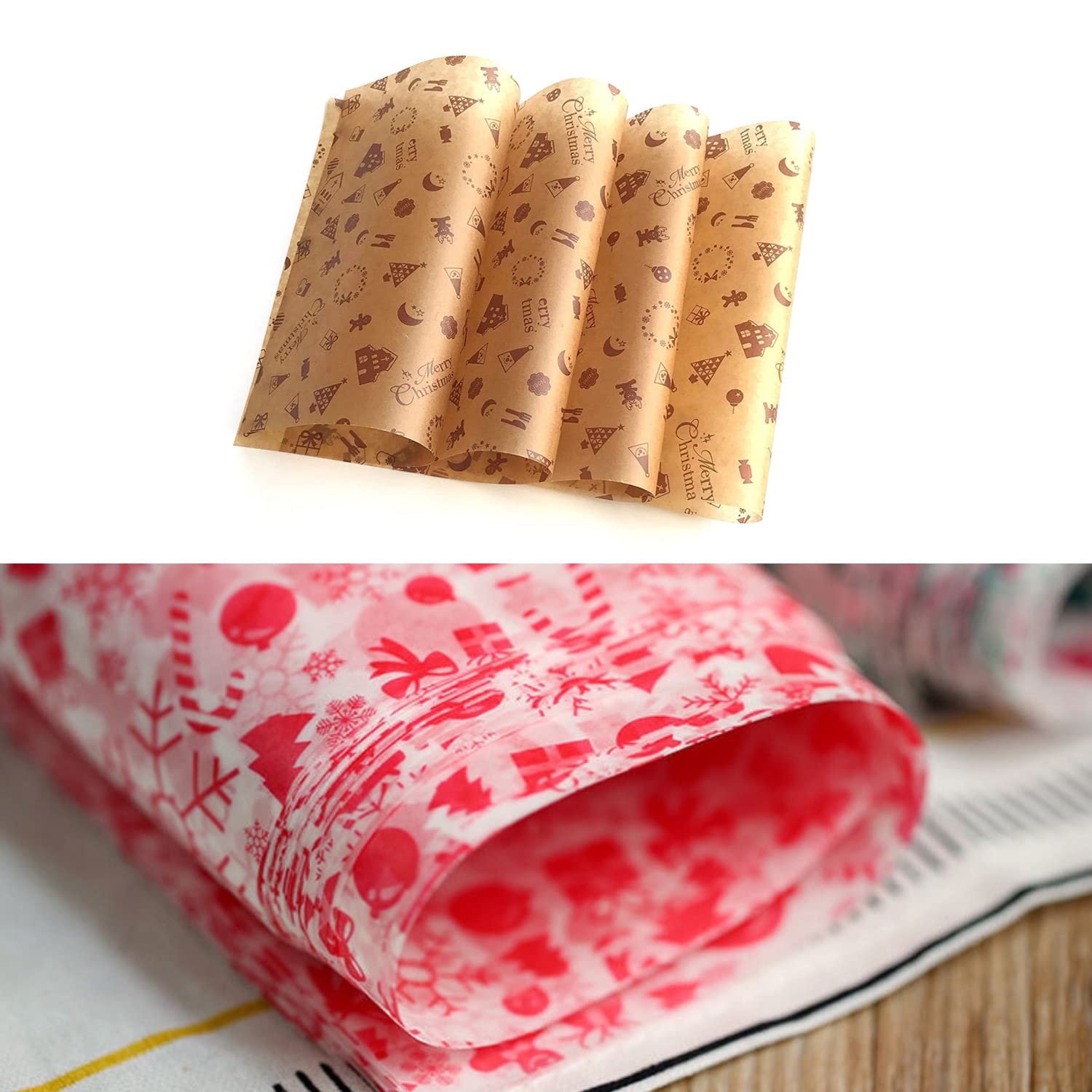 150 Pcs Christmas Wax Paper Sheets - Eco-Friendly Sandwich Wrap & Food Wrapping Tissue for Holiday Baking, Picnic Baskets & Party Platter Lining - Perfect for Christmas Cookies, Gift Wrapping & Festive Food Presentation