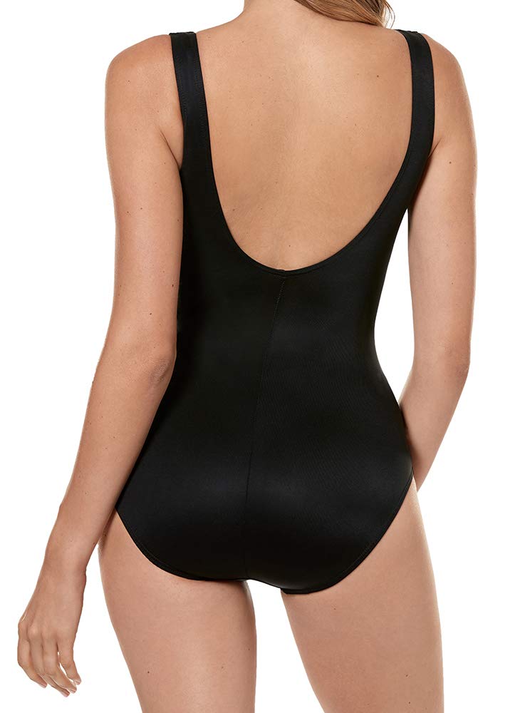 Miraclesuit Women's One Piece Swimsuit - Tummy Control Swimwear with Sweetheart Neckline & Layered Design | Black/White | Size 12 | Perfect for Pool Parties, Beach Vacations & Summer Getaways