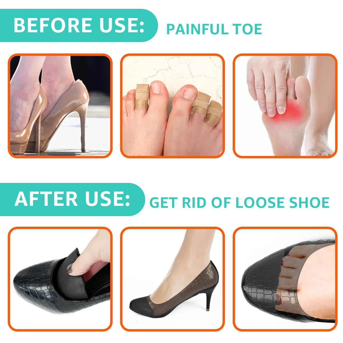 Dr. Shoesert Shoe Filler Inserts for Loose Shoes - Adjustable Half-Size Insoles for High Heels, Dress Shoes & Flats - Toe Cushion Fillers for Better Fit (2 Pairs, Black Round) | Perfect for Work, Parties & Daily Comfort