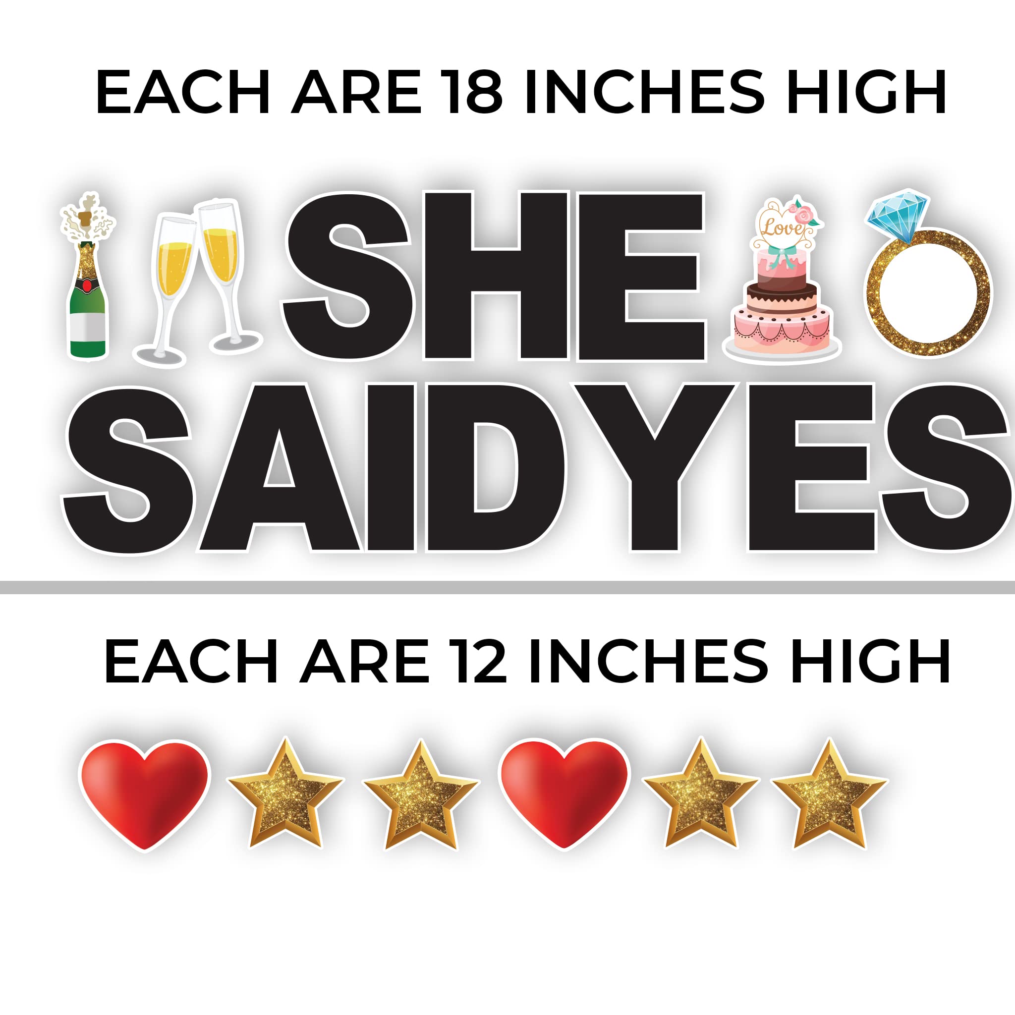 She Said Yes Wedding Yard Sign - 20 Piece Outdoor Lawn Decor Set with Stakes for Bridal Showers, Bachelorette Parties & Proposals - Perfect for Backyard Celebrations & Photo Backdrops