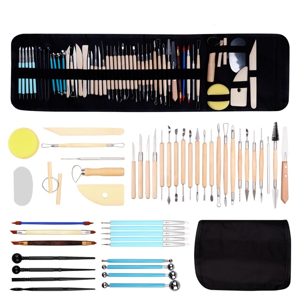 52pcs ASLR Pottery Tools Set - DIY Clay Sculpting Kit with Ball Dotting Tools, Rubber Pens, Sponge Cutters for Ceramic & Polymer Clay Modeling - Perfect for Pottery Making, Ceramic Art, and DIY Craft Projects