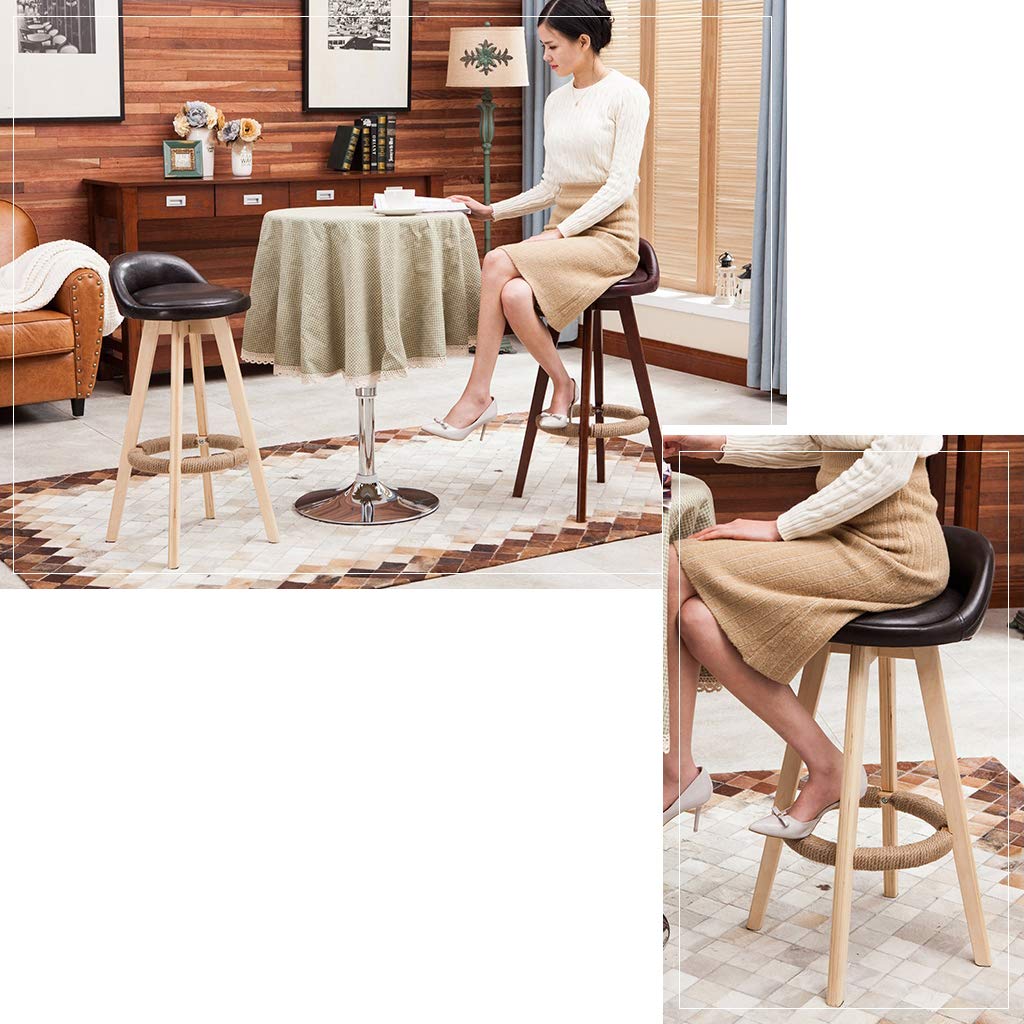 360° Swivel Bar Stools with Linen Seat & Wood Frame - Adjustable Height Dining Chairs for Pub, Café, Breakfast Bar, Counter & Kitchen - Perfect for Entertaining, Small Spaces & Modern Home Decor