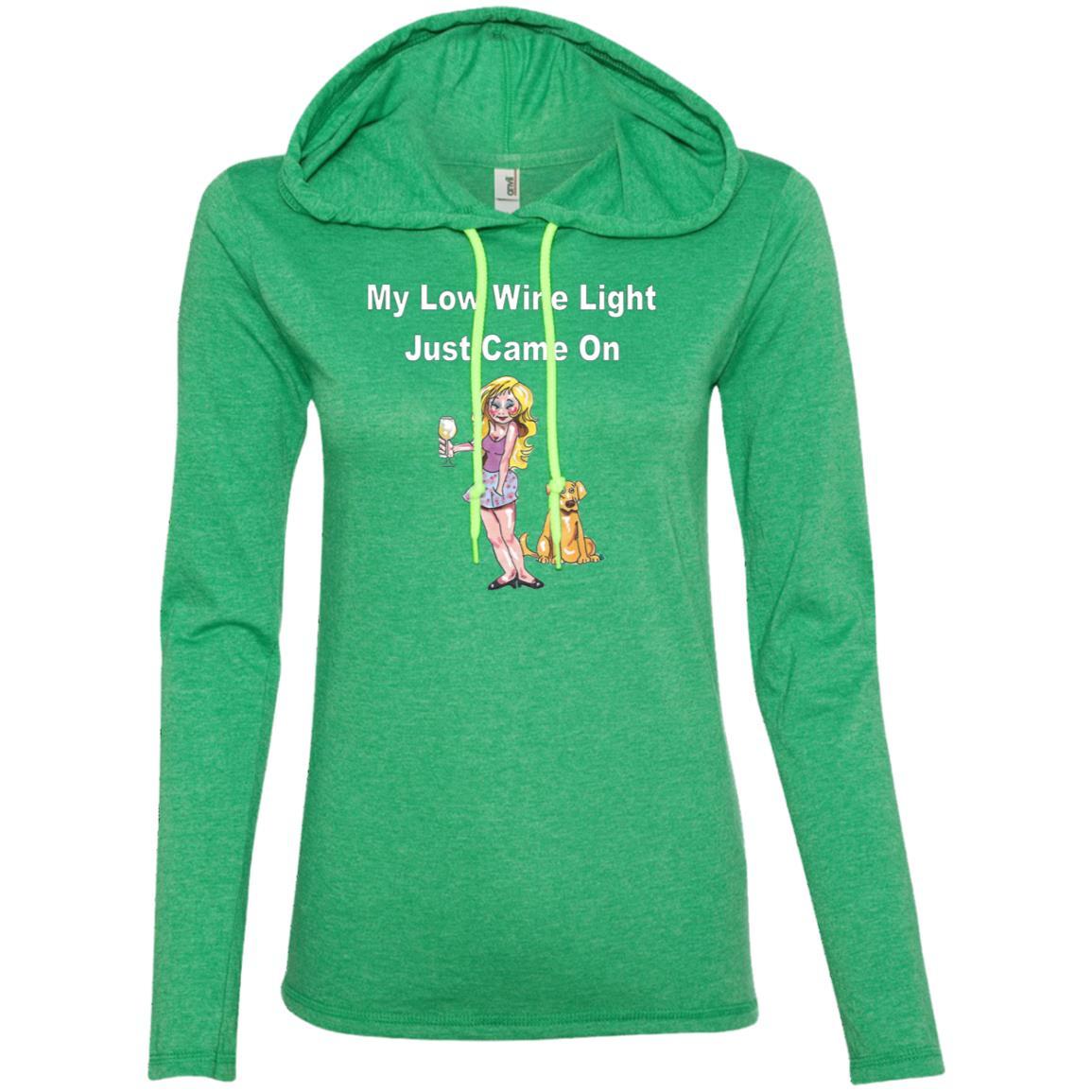 Low Wine Light Ladies Long Sleeve T-Shirt Hoodie - Funny Wine Lover Gift for Women - Perfect for Wine Tasting Parties & Casual Outings