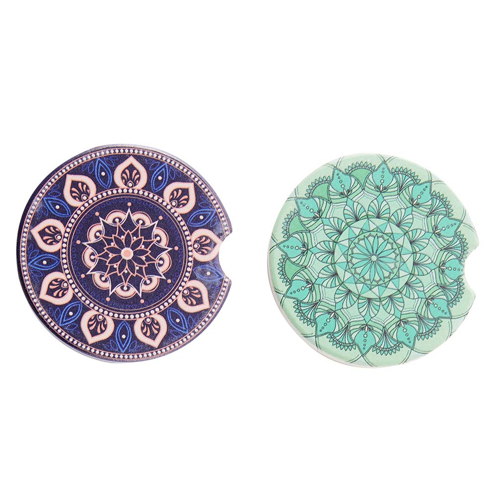 2 Pack Ceramic Stone Absorbent Car Cup Coasters - Non-Slip Drink Holders for Cars, SUVs & Trucks - Perfect Car Accessories Gift for Women (Ideal for Coffee, Soda & Beverages on the Go)