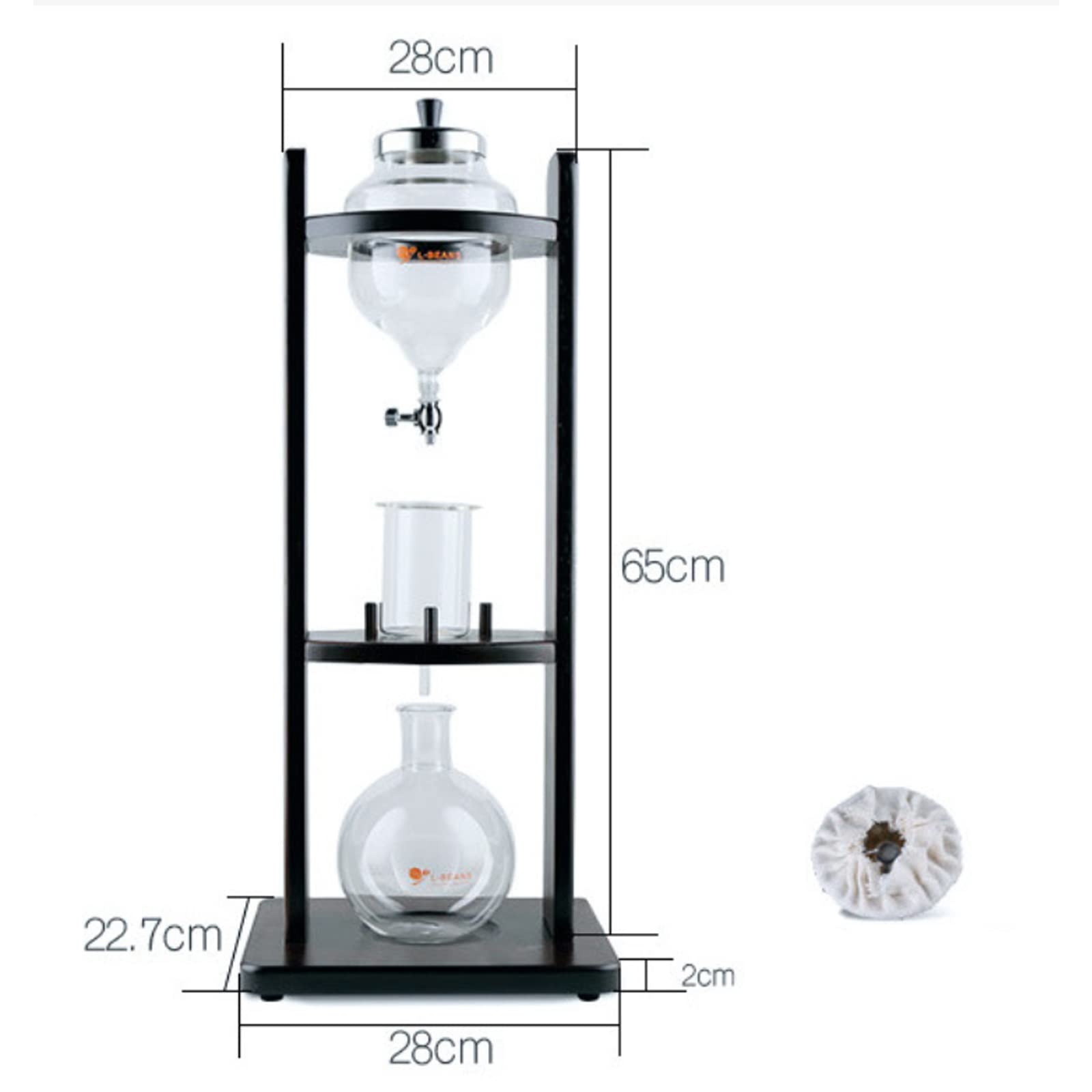 Premium Manual Ice Drip Coffee Maker - Portable Cold Brew & Espresso Machine with Built-in Grinder - White | Perfect for Camping, Office & Home Barista Use