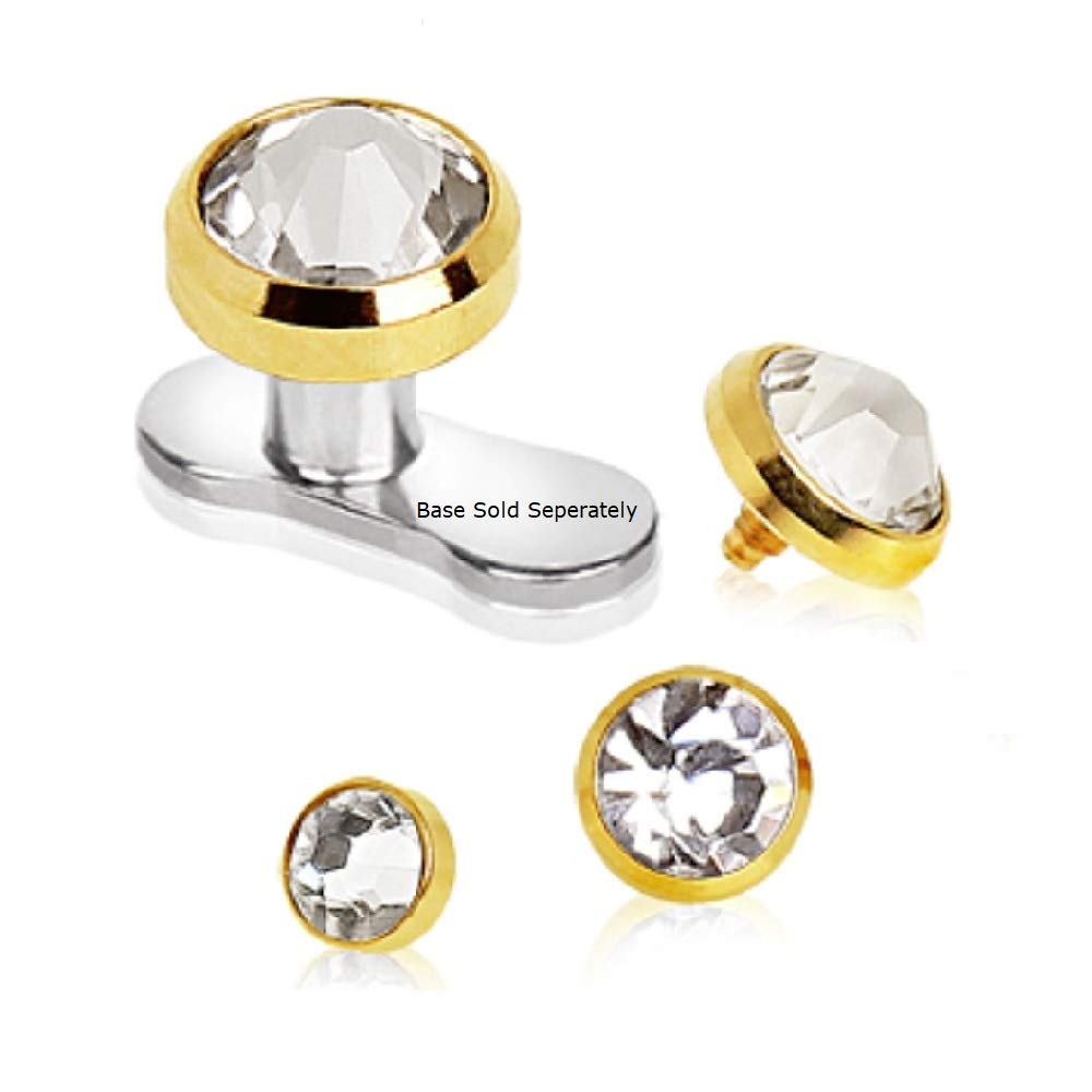 Gold Plated Dermal Top Jewelry with CZ - Perfect for Body Piercing
