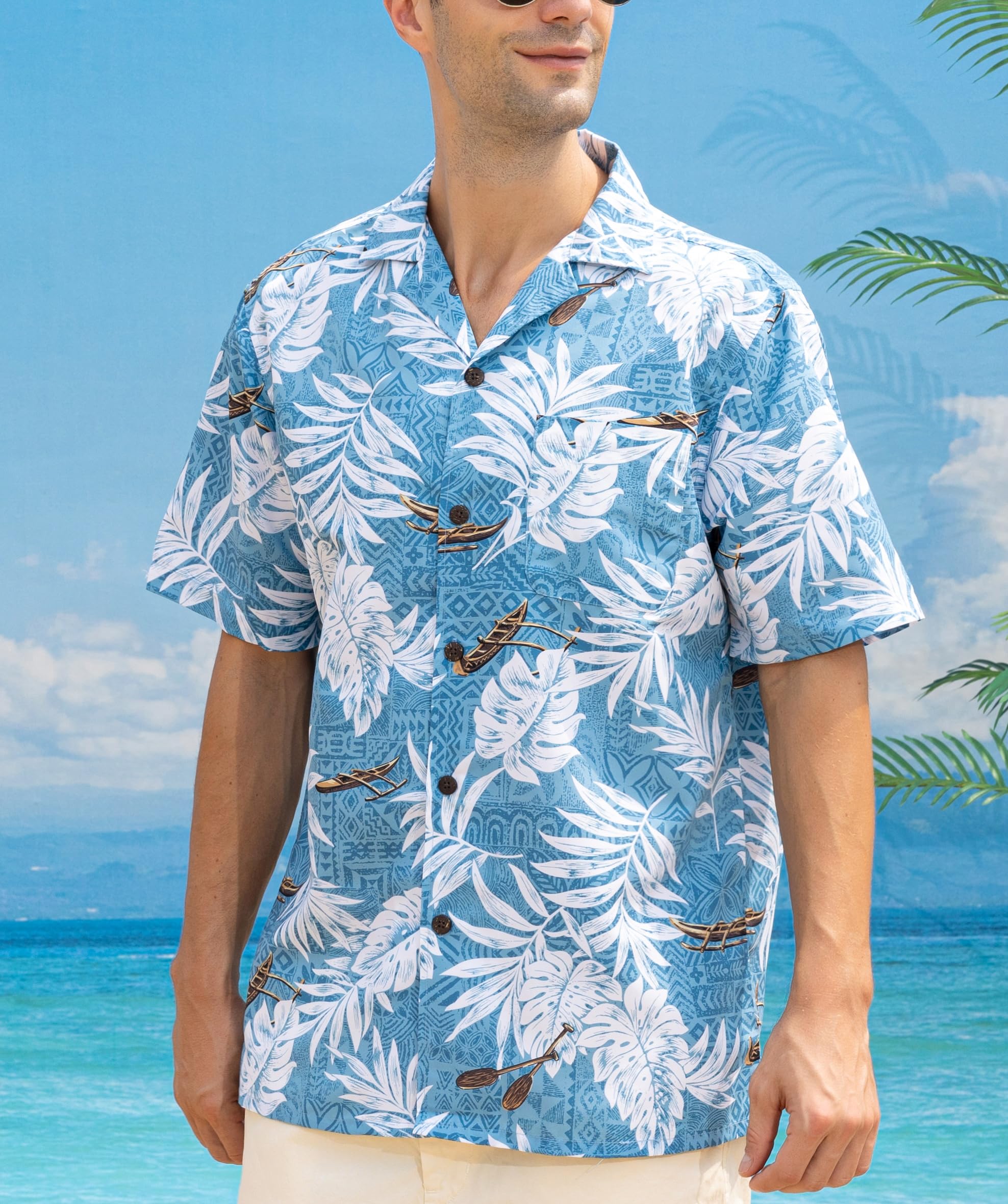 Men's Rayon Hawaiian Shirts - Breathable Short Sleeve Aloha Shirts with Front Pocket | Beach Vacation, Summer Party & Casual Wear