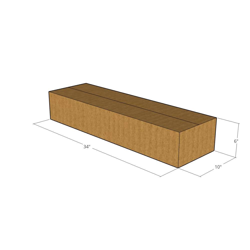 100 New Corrugated Shipping Boxes 34x10x6 Inches - 32 ECT Strength - Durable Moving & Storage Boxes for Home, Office & E-commerce Packaging