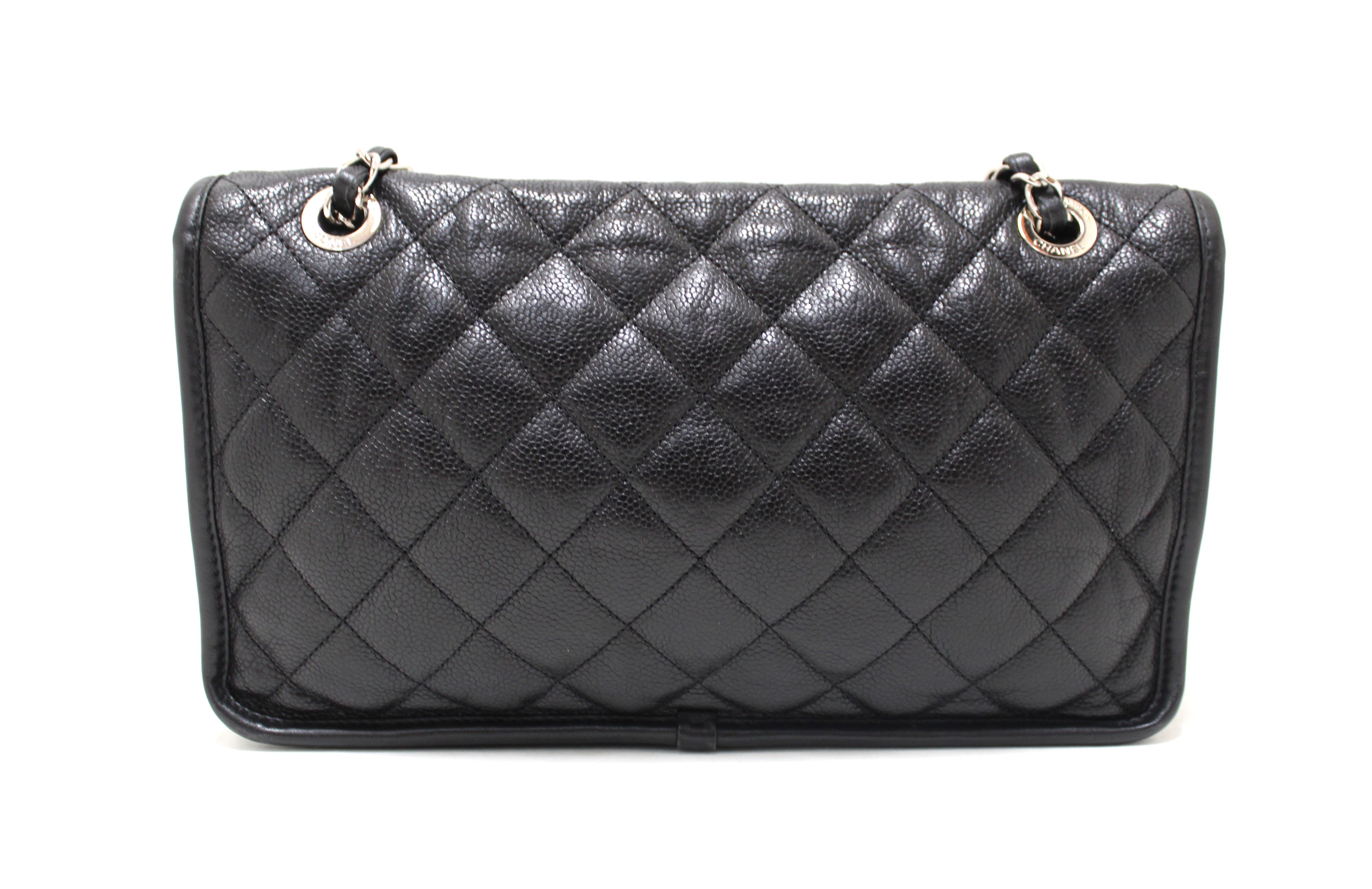 Authentic Chanel Black Quilted Caviar Leather Riviera Flap Shoulder Bag - Luxury Designer Handbag for Women, Perfect for Evening Parties, Weddings & Special Occasions