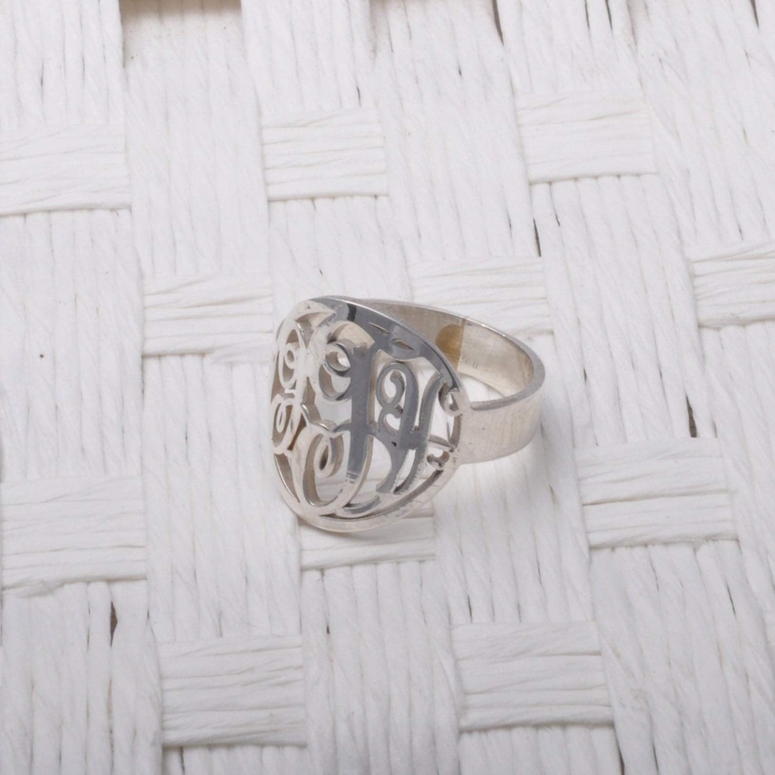 Personalized Monogram Ring for Women - Sterling Silver & Gold Initial Name Ring - Custom Engraved Sentimental Gift for Anniversary, Valentine's Day - Perfect for Couples, Brides & Special Occasions