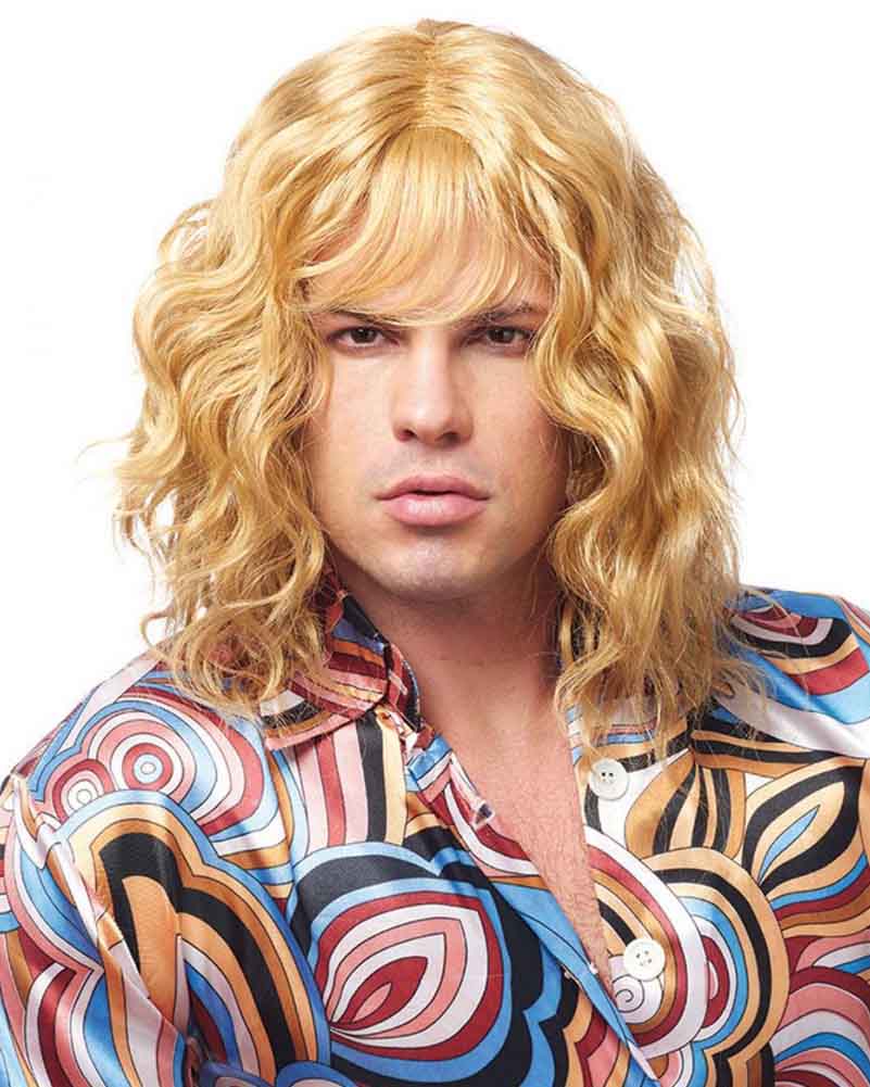 70s Retro Long Blonde Wig for Men - Vintage Hippie Costume Wig for Halloween, Cosplay & 70s Theme Parties - Perfect for Disco Nights & 70s Fashion Events