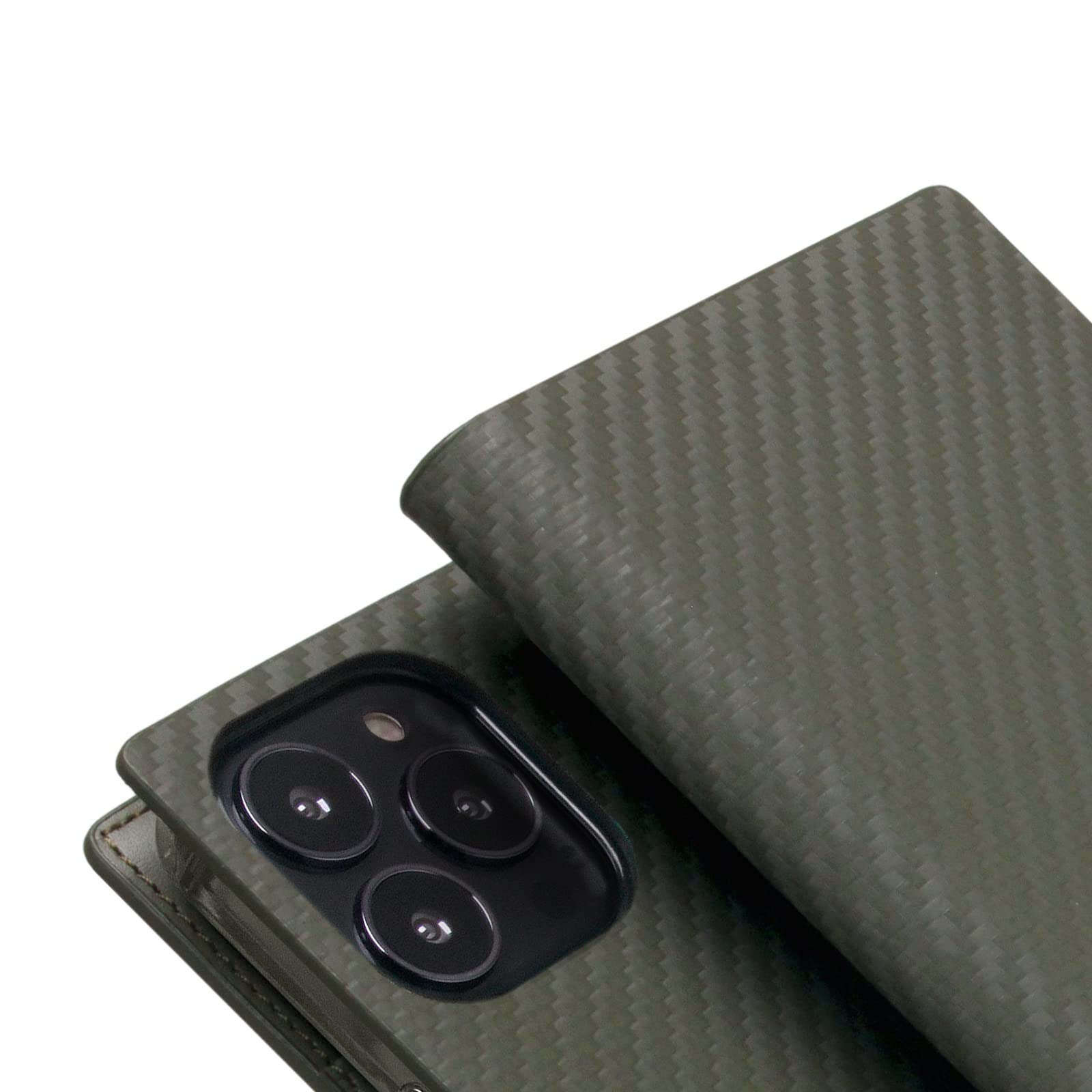Premium Italian Carbon Leather Wallet Case for iPhone 12 Pro Max - Handcrafted Diary Style with Card Slots & Cash Pocket | RFID Protection | Luxury Gift Box Included (Khaki) | Perfect for Business Professionals & Daily Use