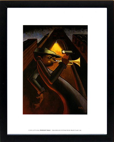 Justin Bua Musical Art Custom Midnight Solo Framed Print - High Quality Wall Decor for Living Room, Bedroom & Office
