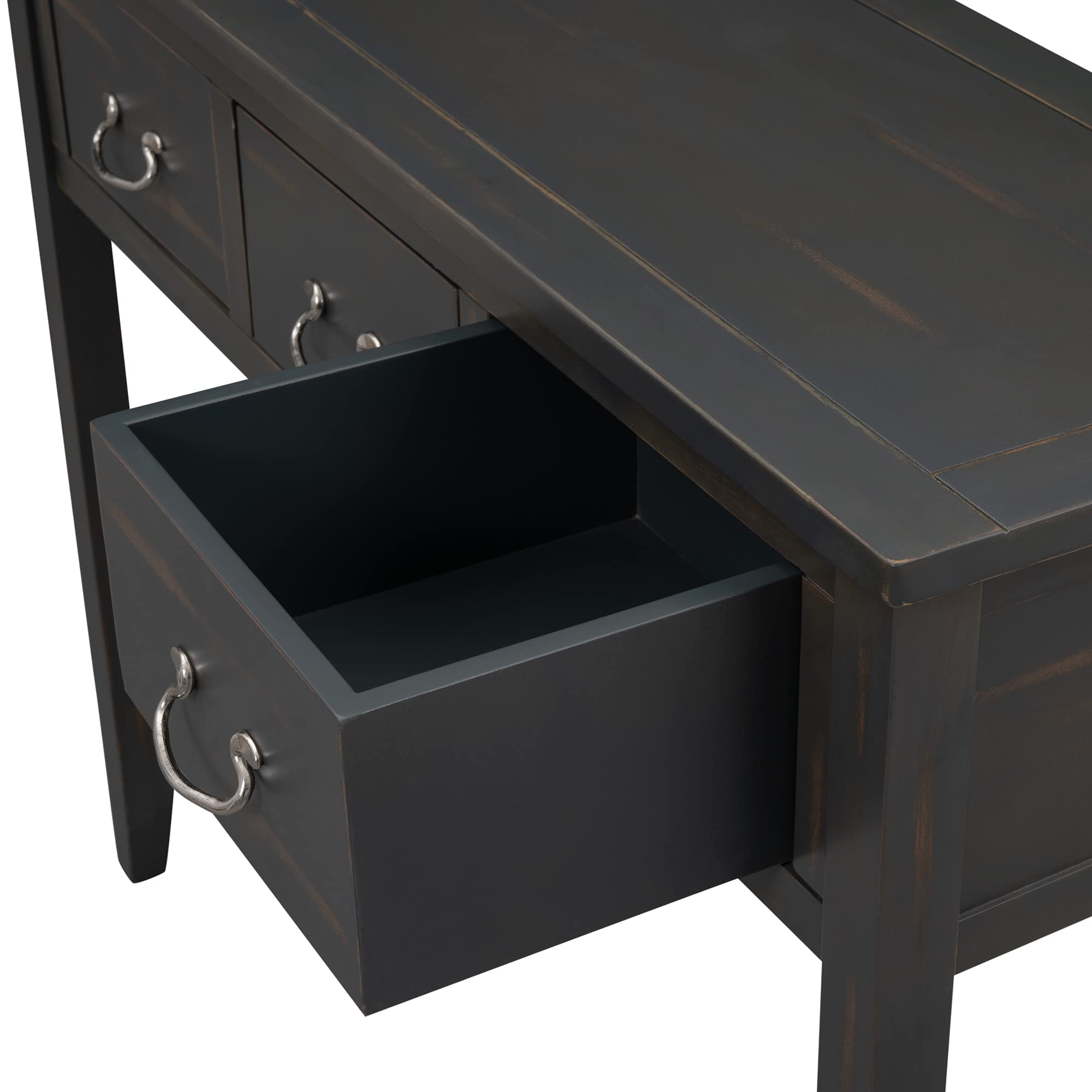 Modern Retro Style Console Table with 3 Storage Drawers - Solid Wood Sofa Table, Entryway Sideboard & Hallway Buffet Table - Perfect for Living Room Decor, Small Space Organization & Entry Storage (Brown-2)
