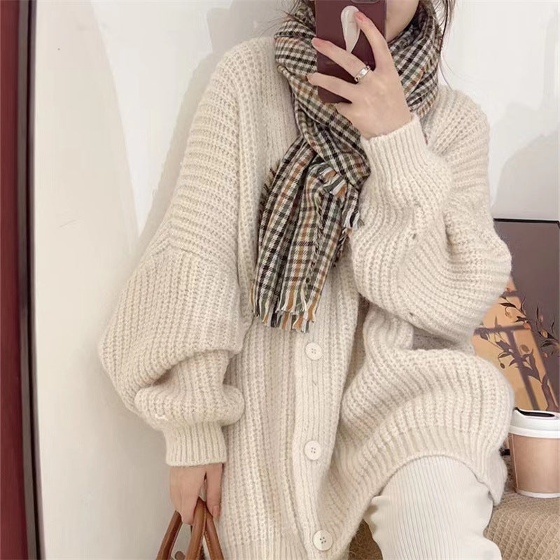Long Sleeve Knitted Cardigan for Women - V Neck Loose Fit Lazy Style Sweater Jacket for Spring & Autumn | Cozy Office Wear & Casual Outfits
