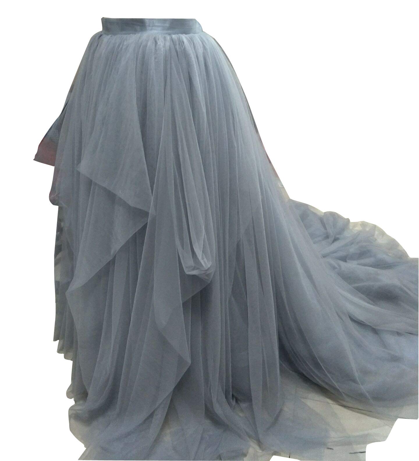 Elegant Women's Long Tutu Tulle Skirt - Flowy Puffy Maxi Skirt with Short Train - Custom Color Options for Weddings, Parties & Photo Shoots