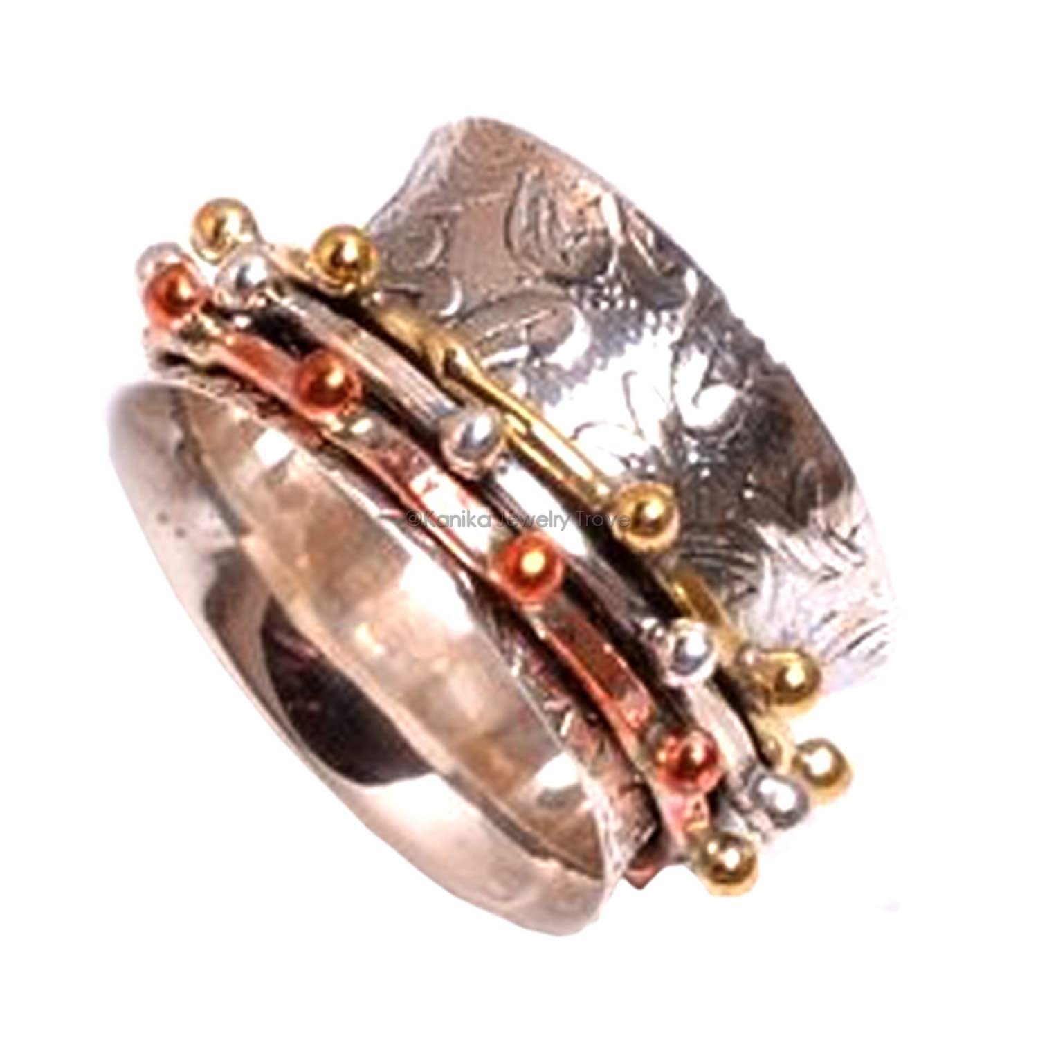 925 Sterling Silver Spinner Band Rings for Women - Anxiety Relief & Meditation Fidget Ring - Size 9 - Perfect Gift for Mother's Day, Stress Relief & Focus Enhancement
