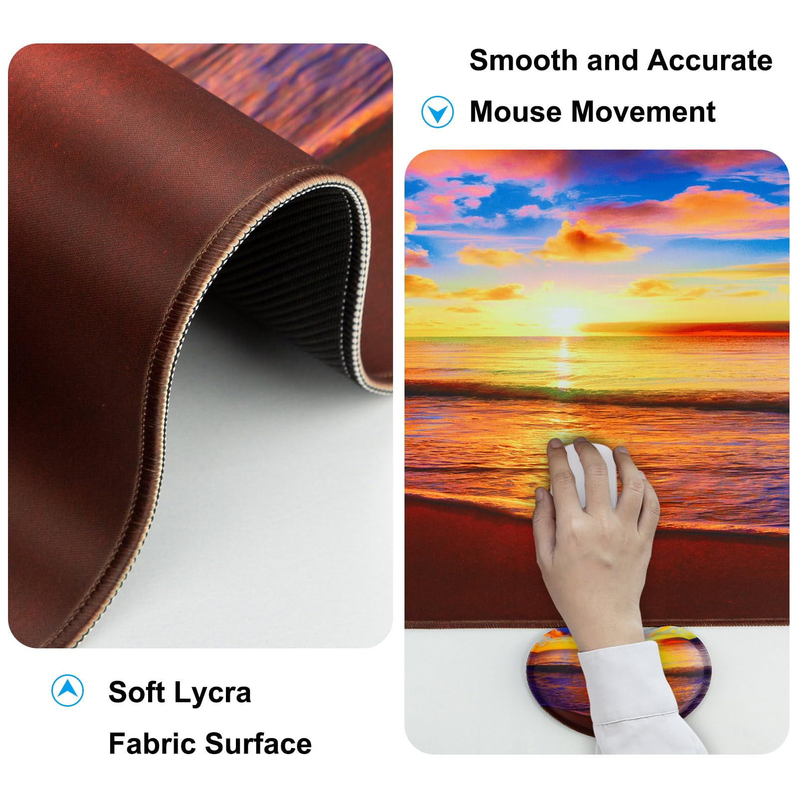 Ergonomic Keyboard Wrist Rest & Mouse Pad Set - XXL Gaming Mousepad with Wrist Support, Desk Mat & Coaster for Computer, Laptop & Office - Sunset Beach Design | Perfect for Gaming, Work & Home Office Setup
