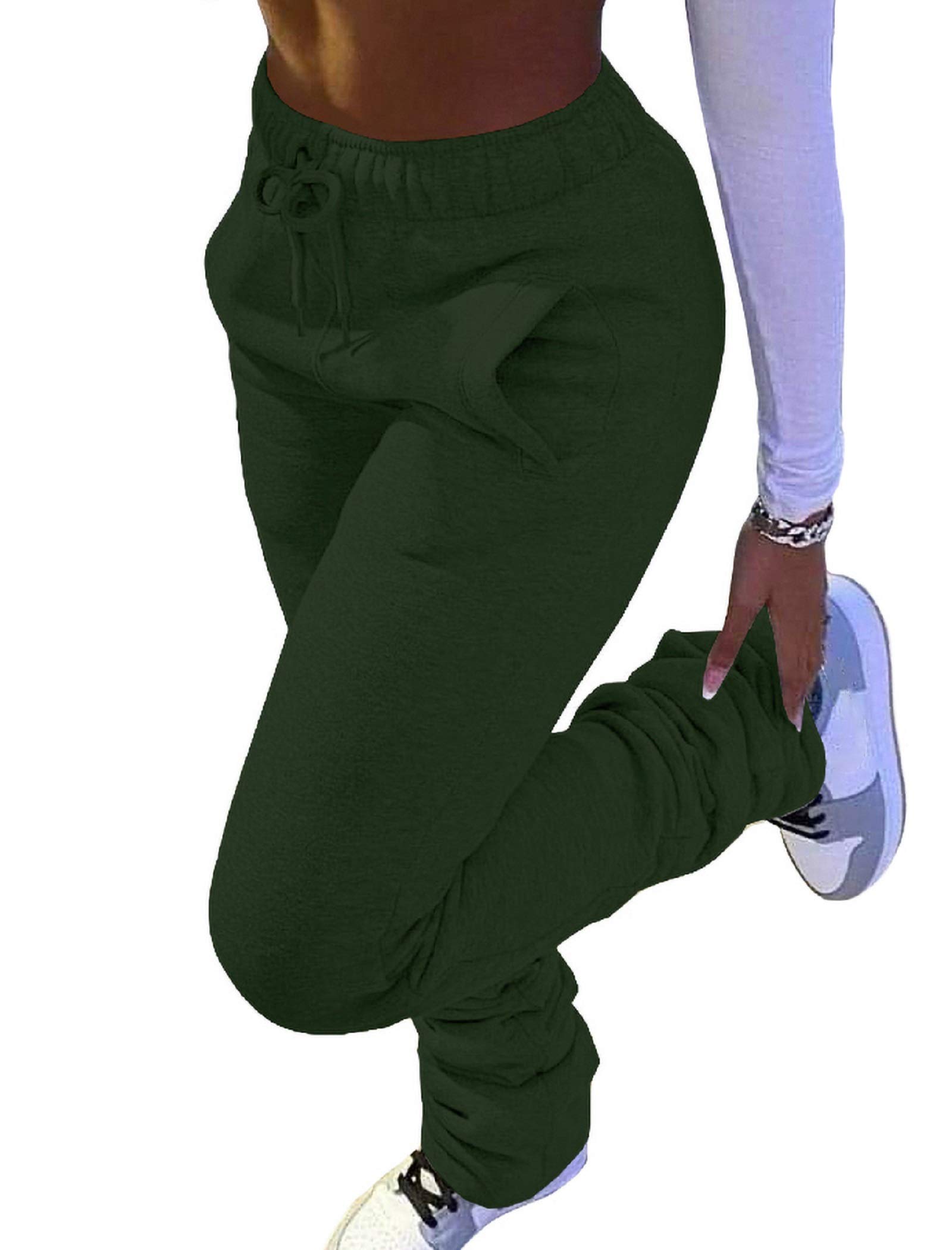 SHINFY Women's High Waist Fleece Sweatpants - Soft Workout Leggings & Yoga Pants with Stacked Design (Sizes S-3XL) | Perfect for Gym, Running, Lounge & Winter Comfort