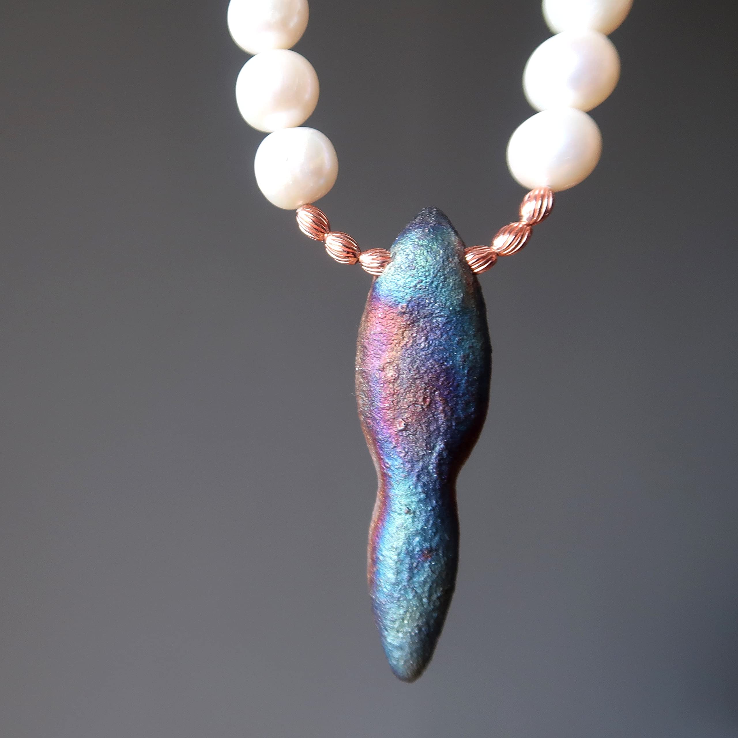 Rainbow Pearl Necklace with Satin Crystals - Elegant Goddess Jewelry for Women, Bridal Accessories, Party Wear & Special Occasions
