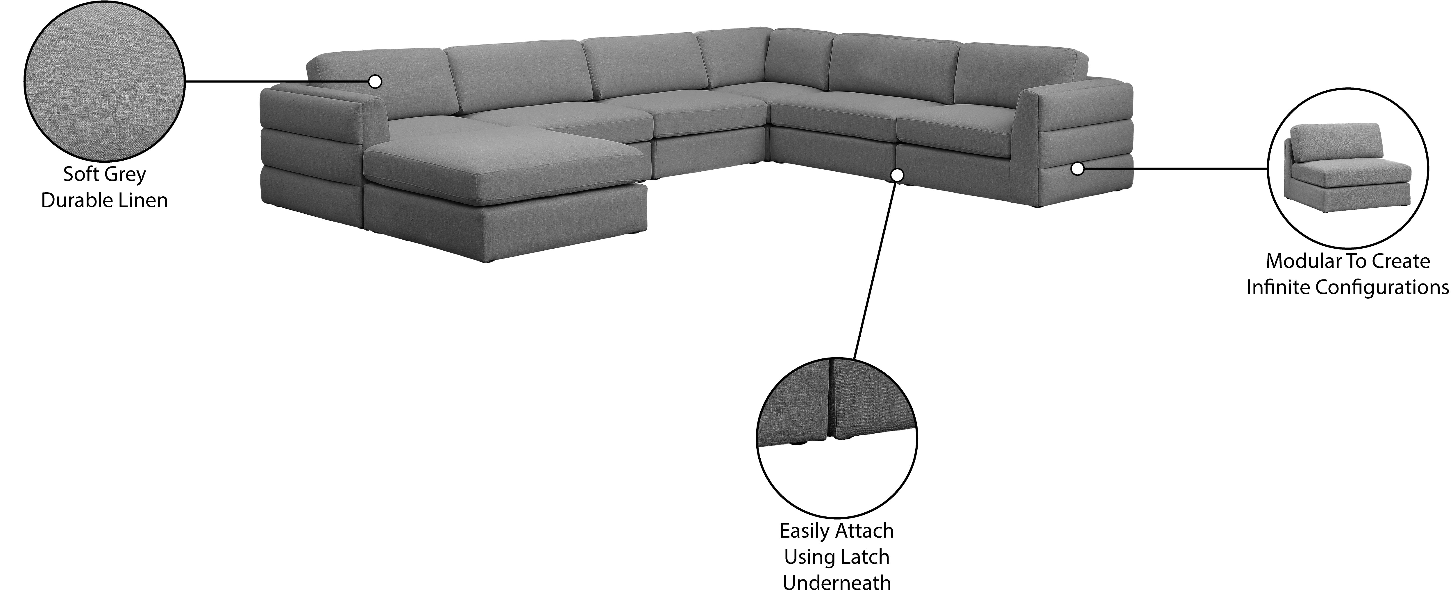 Beckham Durable Linen Textured Fabric Modular Sectional Sofa - Modern Living Room Furniture for Home, Office & Lounge Comfort