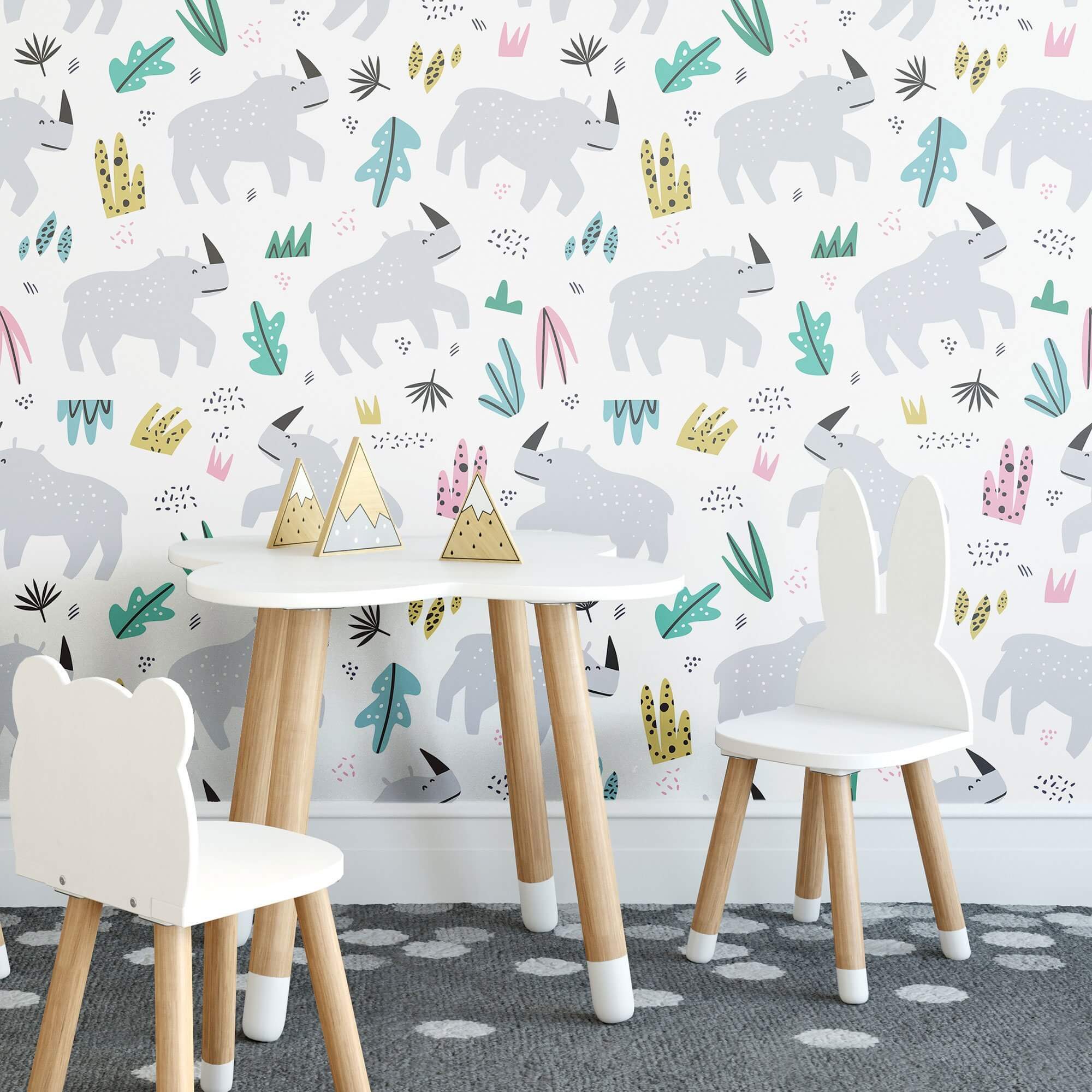 Grey Kids Peel and Stick Removable Wallpaper 0054 - Self-Adhesive Nursery Decor for Bedrooms, Playrooms & DIY Projects