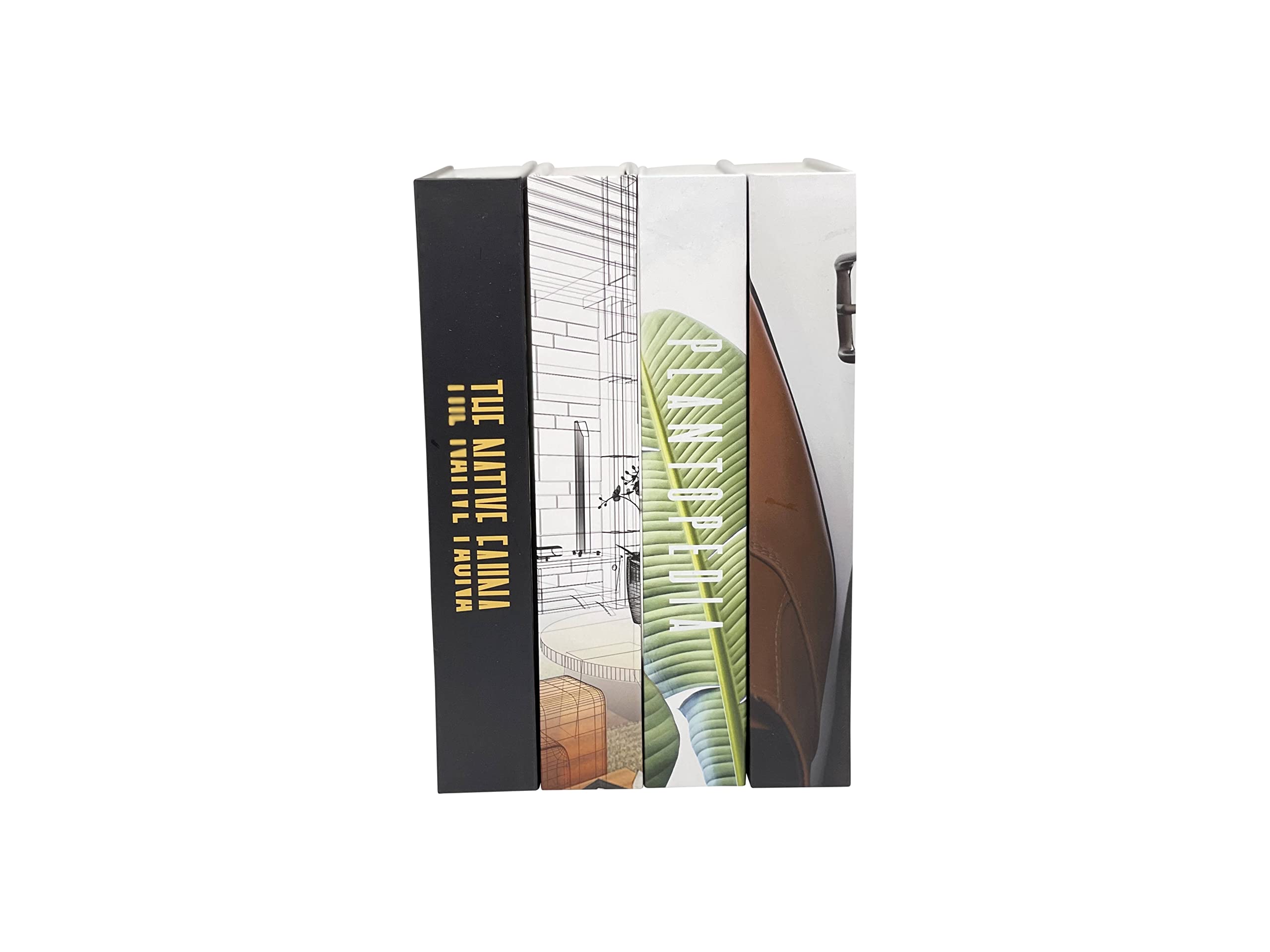 4-Pack Decorative Faux Books for Bookshelf & Coffee Table Decor - Farmhouse Style Home, Hotel, Store & Room Decoration (Masculine Design) | Perfect for Living Room, Office & Wedding Centerpieces
