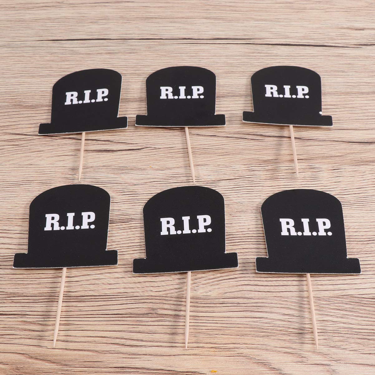 10pcs Halloween Cake Toppers - Witch, Trick or Treat & Cemetery Designs for Party Decorations | Wooden & Paper Cupcake Toppers for Halloween Desserts, Muffins & Cakes | Perfect for Halloween Parties, Trick or Treat Events & Spooky Dessert Displays
