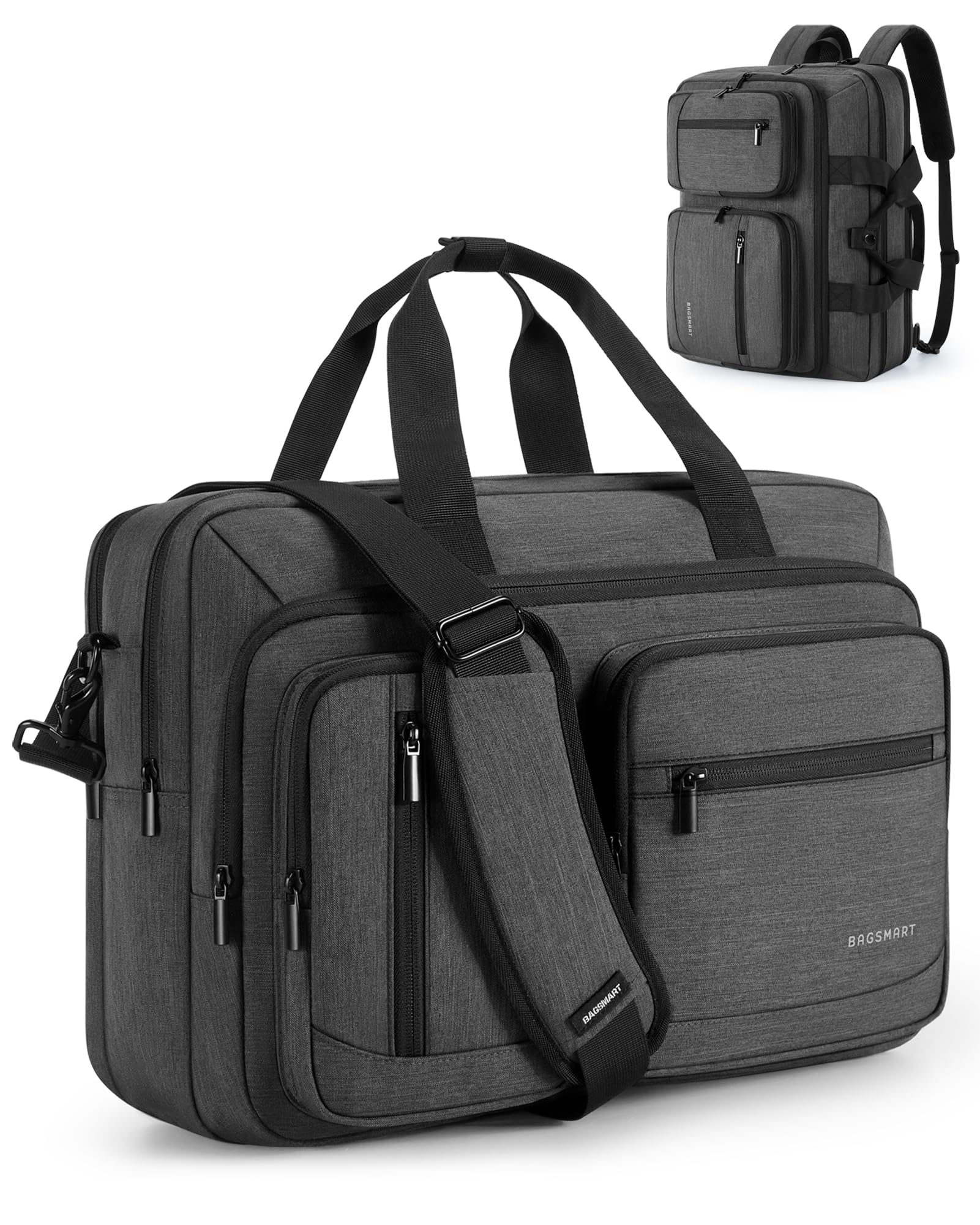 BAGSMART 3-in-1 Water-Repellent Laptop Bag for Men - 17.3 Inch Business Briefcase, Office & Travel Shoulder Bag, Black - Ideal for Work, Commute, and Daily Use