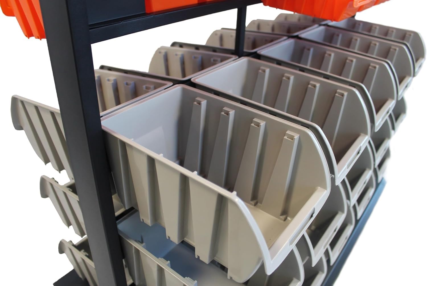 TRINITY EcoStorage 6-Tier Dual-Sided Rolling Bin Rack - Heavy Duty 330 Lbs Capacity with 94 Organizer Bins - 19.75