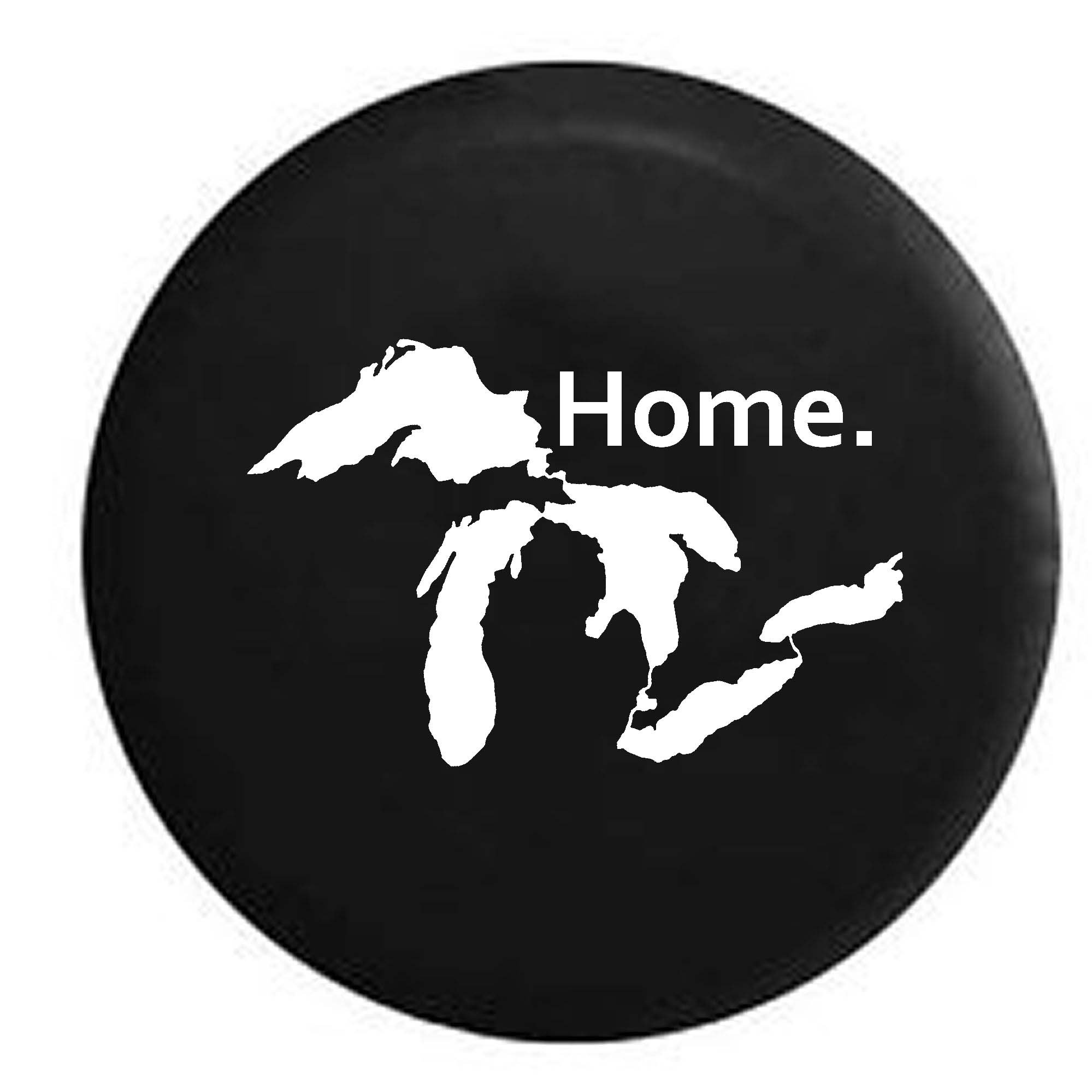 Pike State of Michigan Great Lakes Detroit RV Spare Tire Cover - 33 Inch Black Trailer Accessory for Camping & Road Trips