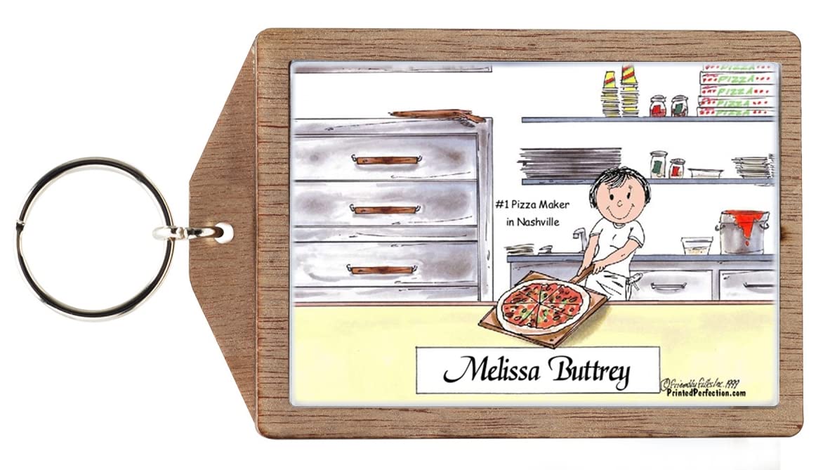 Personalized Pizza Maker Wooden Keychain for Women - Custom Engraved Gift for Chefs & Pizza Lovers - Perfect for Kitchen Accessories, Birthday Gifts & Keyring Collections