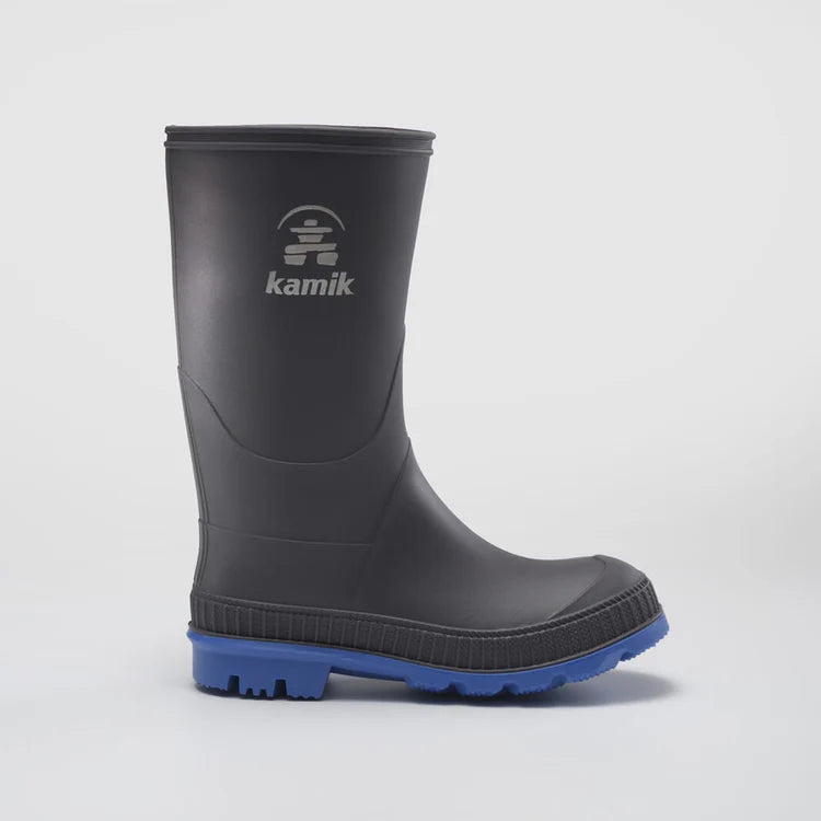 Kamik Charcoal/Blue Stomp Toddler Rain Boots - Waterproof Kids Rain Boots for Boys & Girls - Perfect for Puddles, Outdoor Play & Rainy Day Adventures