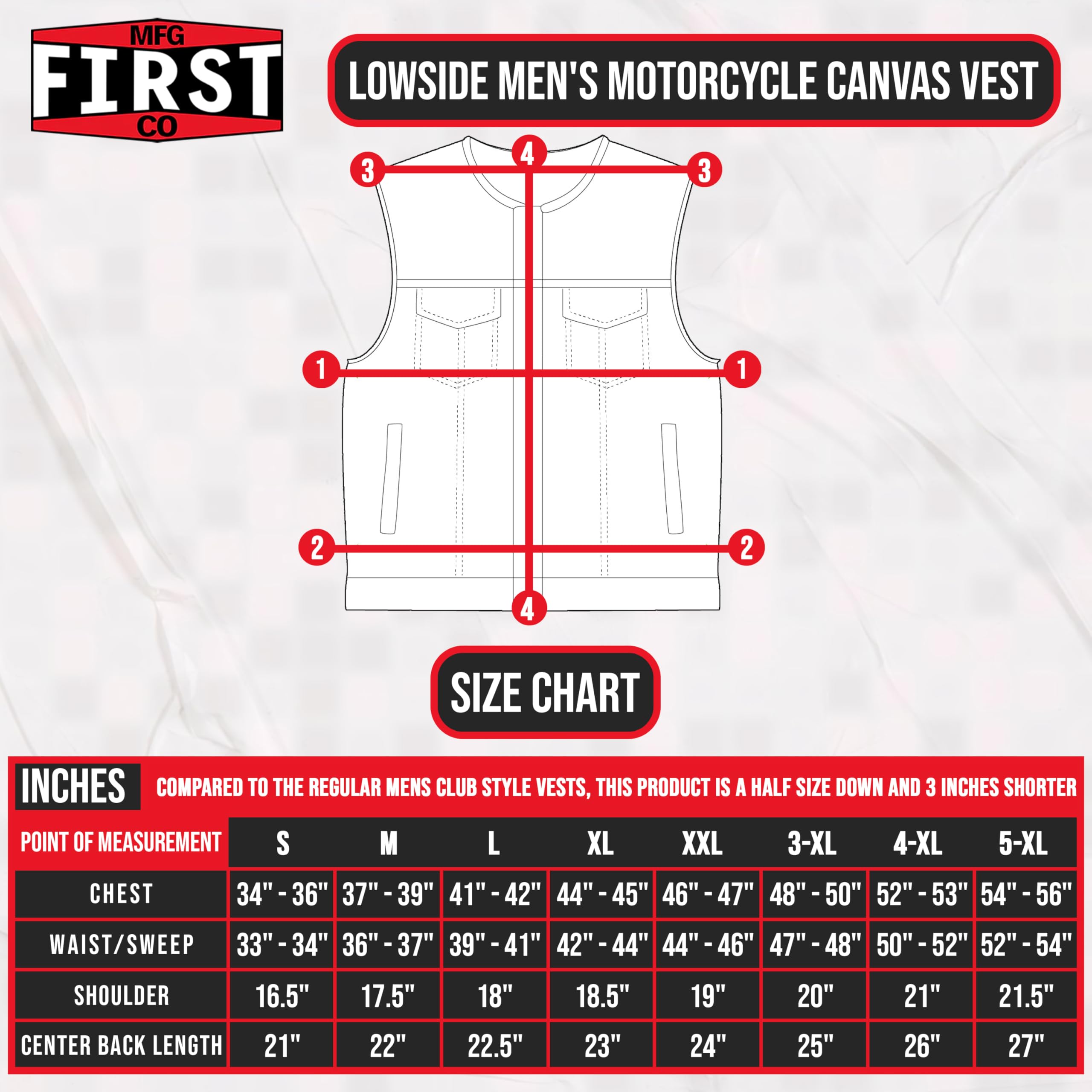 First Mfg Co - Lowside Men's Motorcycle Vest - Biker Riding Jacket in Canvas, Leather & Twill with Perforated Leather Panels | Cruising, Touring & Urban Riding Gear
