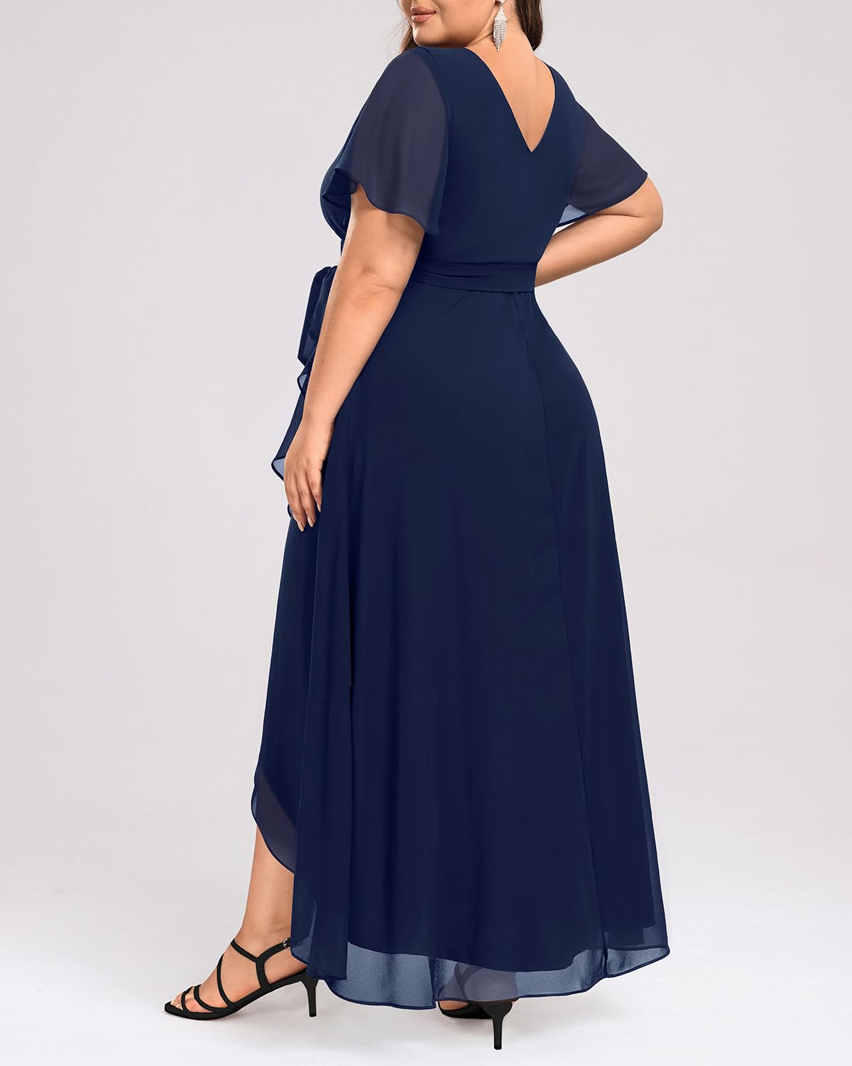 Plus Size Long Chiffon Dress for Women - Elegant High Low Split Ruffle Formal Maxi Dress for Wedding Guest, Bridesmaid & Evening Events | Perfect for Parties, Galas & Special Occasions
