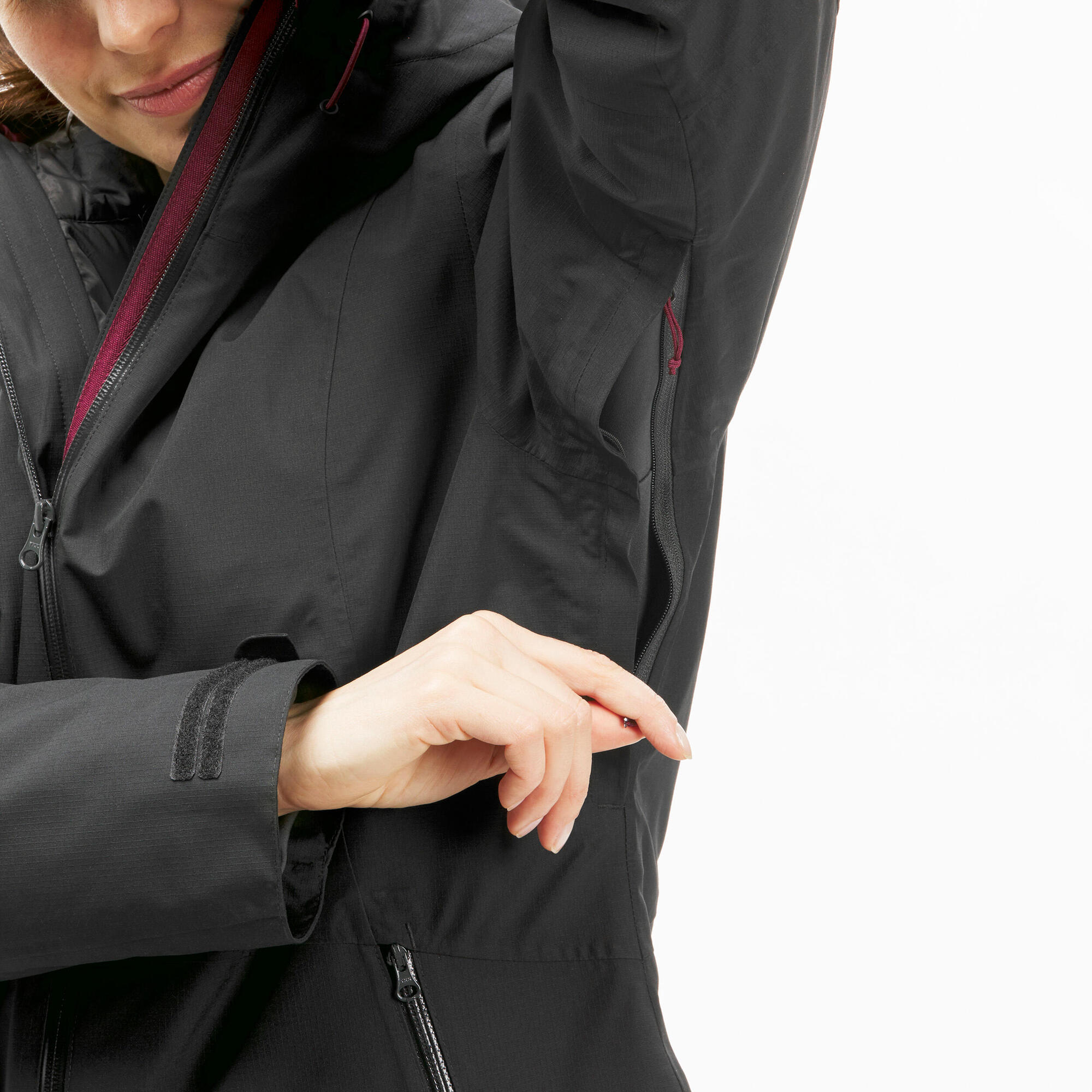 Forclaz Women's 3-in-1 Waterproof Travel Jacket - Lightweight Packable Backpacking Coat for Hiking & Outdoor Adventures (Warm to 17.6°F/-8°C) - Perfect for Camping, Trekking & Winter Travel