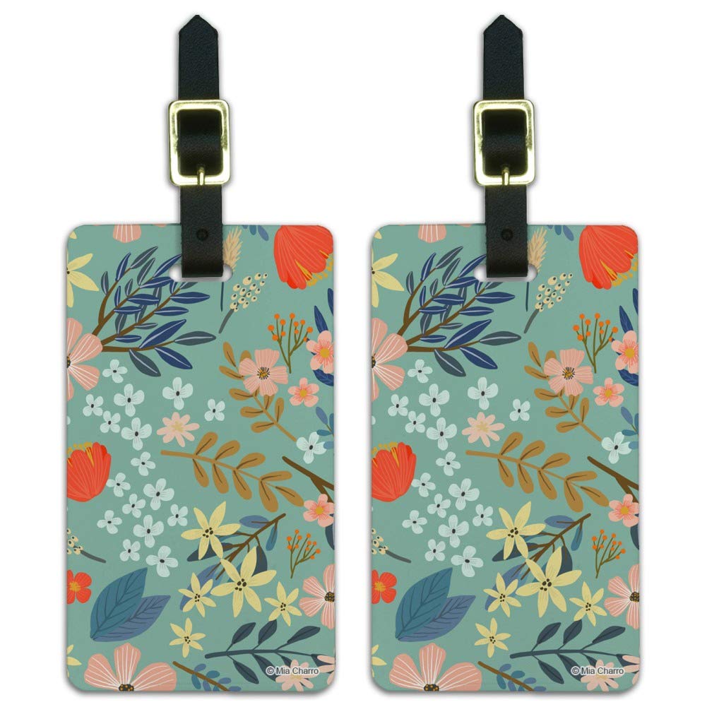 Margarida Flowers Luggage ID Tags - Set of 2 Personalized Suitcase Tags for Travel Bags & Carry-Ons | Perfect for Airports, Cruise Ships & Family Vacations