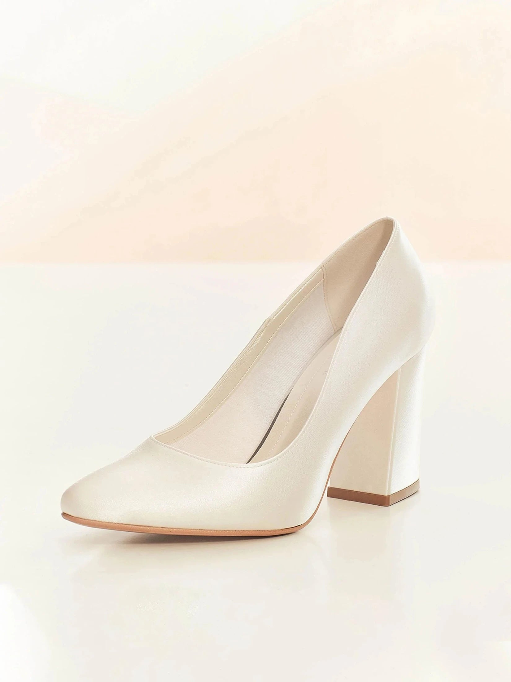 ASTRA Ivory Satin Block Heel Wedding Shoes for Bride - Comfortable Bridal Party Shoes for Church Ceremony, Reception & Photoshoot