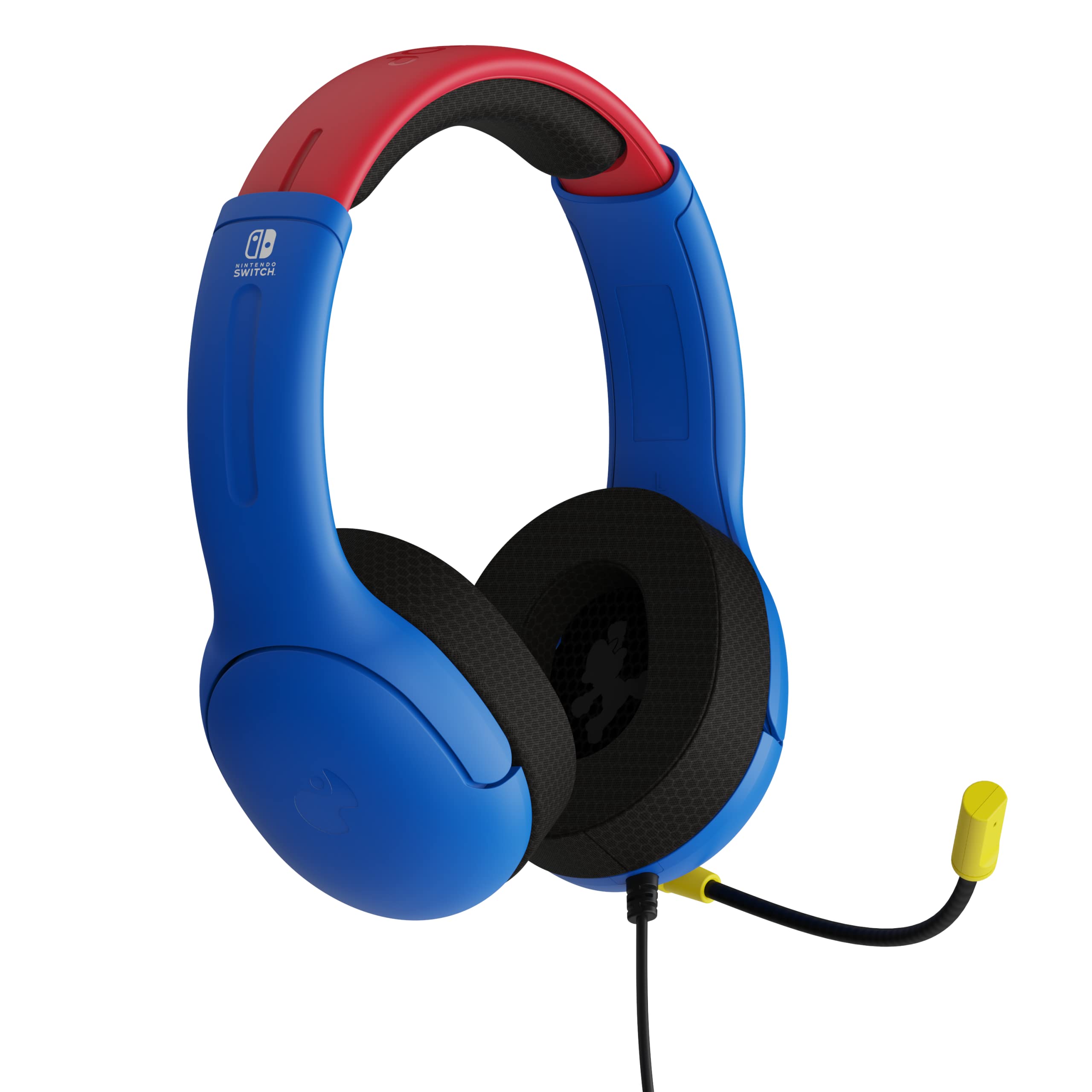 PDP Gaming AIRLITE Stereo Headset with Noise Cancelling Mic for Nintendo Switch/Switch Lite/OLED - Lightweight Wired Gaming Headphones with 3.5mm Jack, Soft Ear Cushions (Mario Dash Blue) - Perfect for Gaming, Online Classes & Remote Work