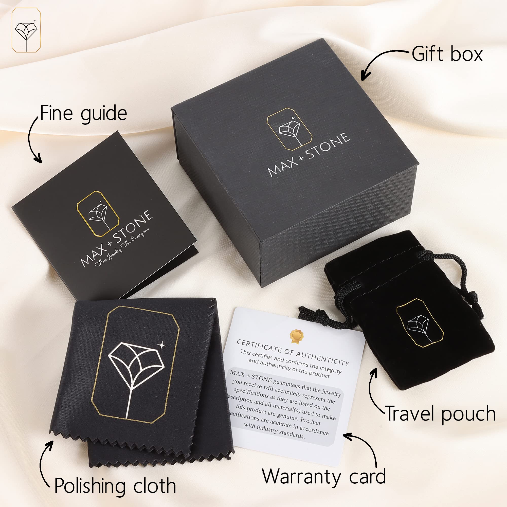 MAX + STONE 7mm Round Sterling Silver 925 Birthstone Stud Earrings for Women - Diamond Accent Halo Design with Push Backs | Perfect Gift for Birthday, Anniversary & Special Occasions