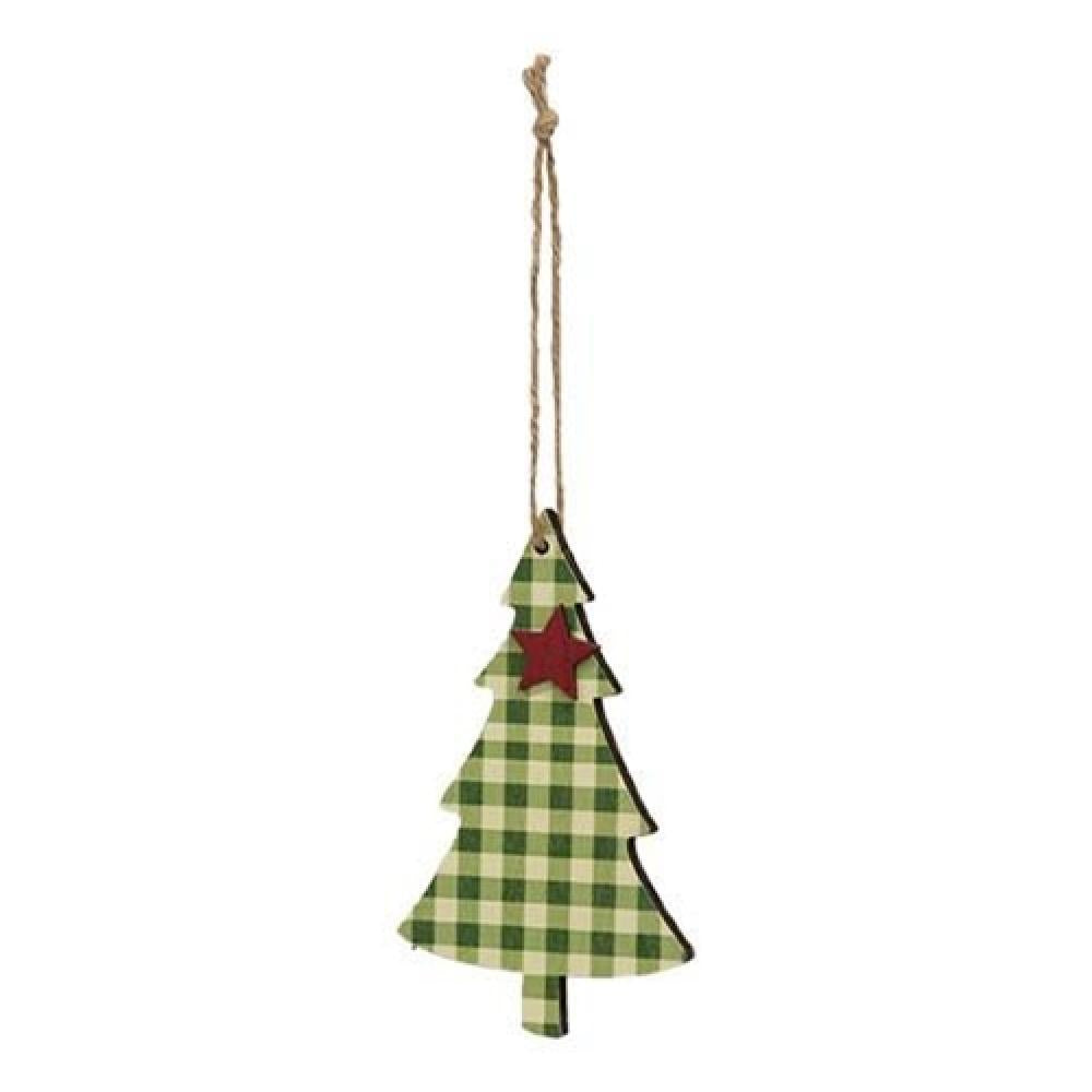 Festive Green Plaid Christmas Tree with Shimmering Star Ornament - Perfect for Holiday Home Decor & Gift Giving