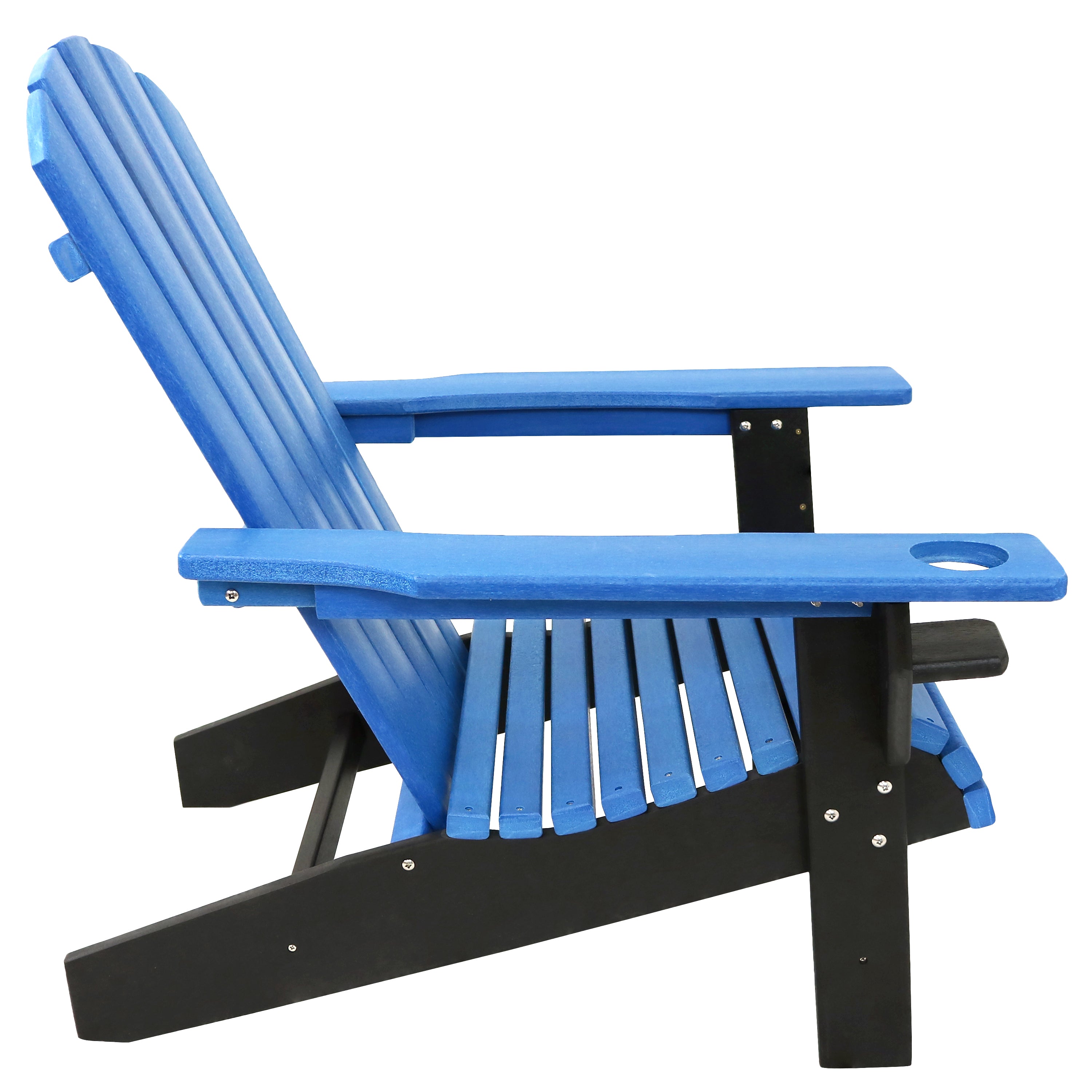 Premium Sunnydaze All-Weather 2-Tone Outdoor Adirondack Chair with Cup Holder - Durable Patio Furniture for Garden, Poolside & Backyard Relaxation