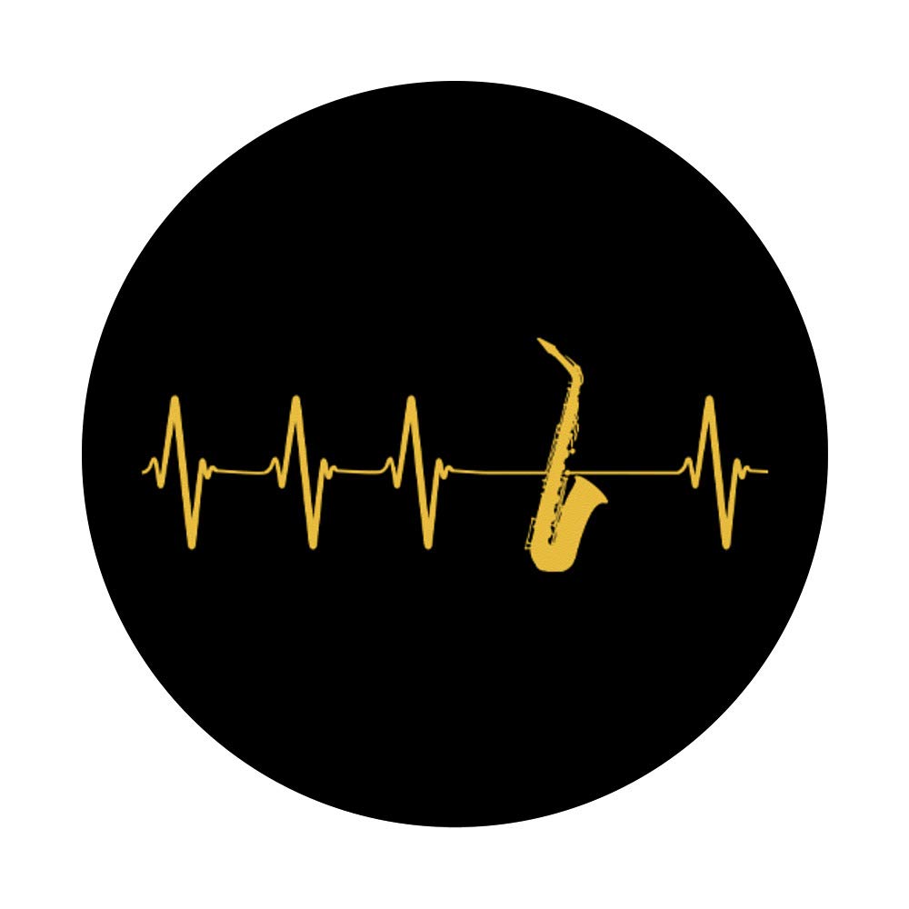 Saxophone Heartbeat Sax Jazz Band Musician Player EKG PopSockets Grip and Stand for Phones and Tablets - Perfect for Music Lovers, Jazz Enthusiasts & Sax Players - Great Gift for Concerts, Rehearsals & Music Studio Use