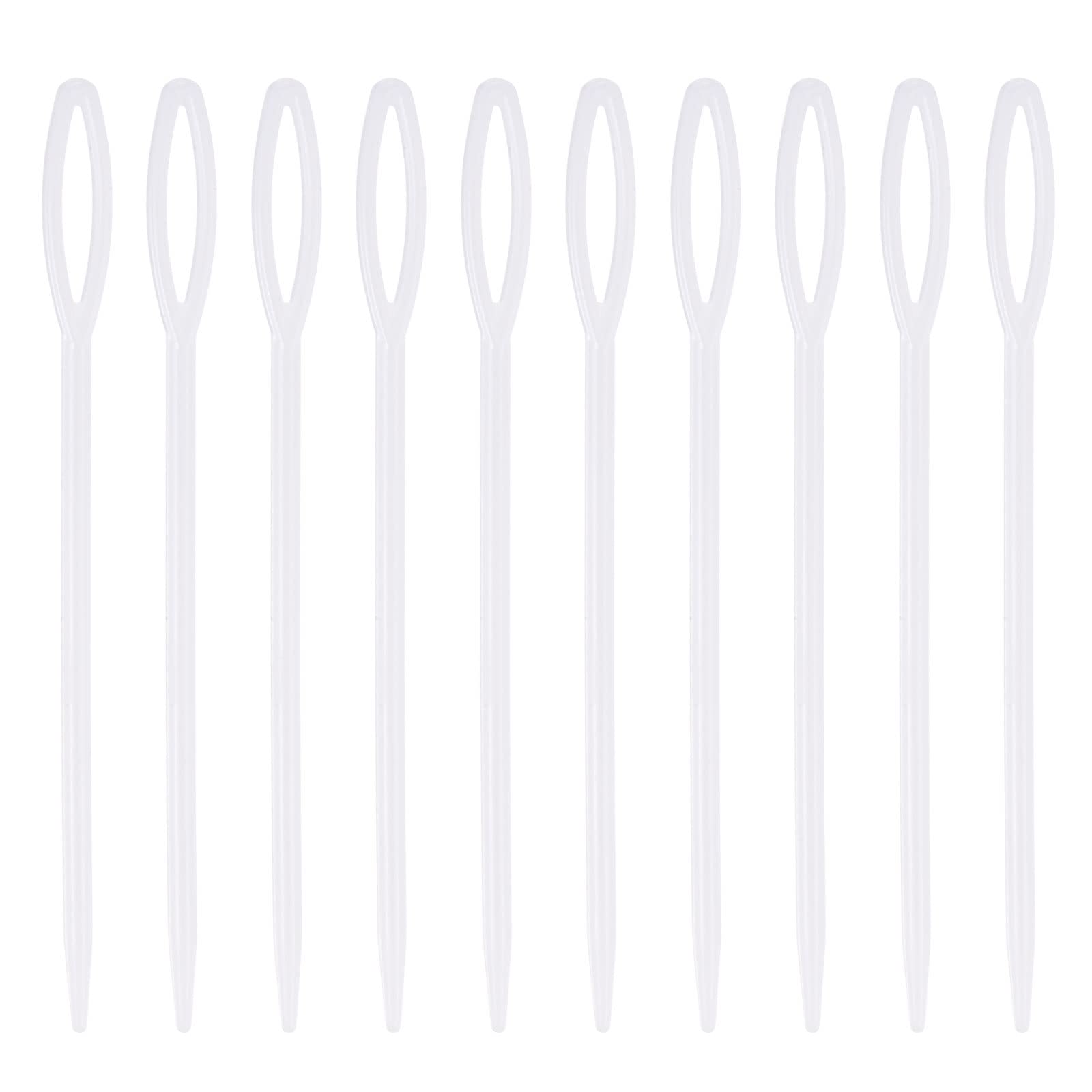 HARFINGTON 90pcs Plastic Sewing Needles - 9cm Large Eye Blunt Needles for Handmade Crafts, DIY Stitching & Sewing Projects | Perfect for Beginners, Kids & Fabric Arts (White)